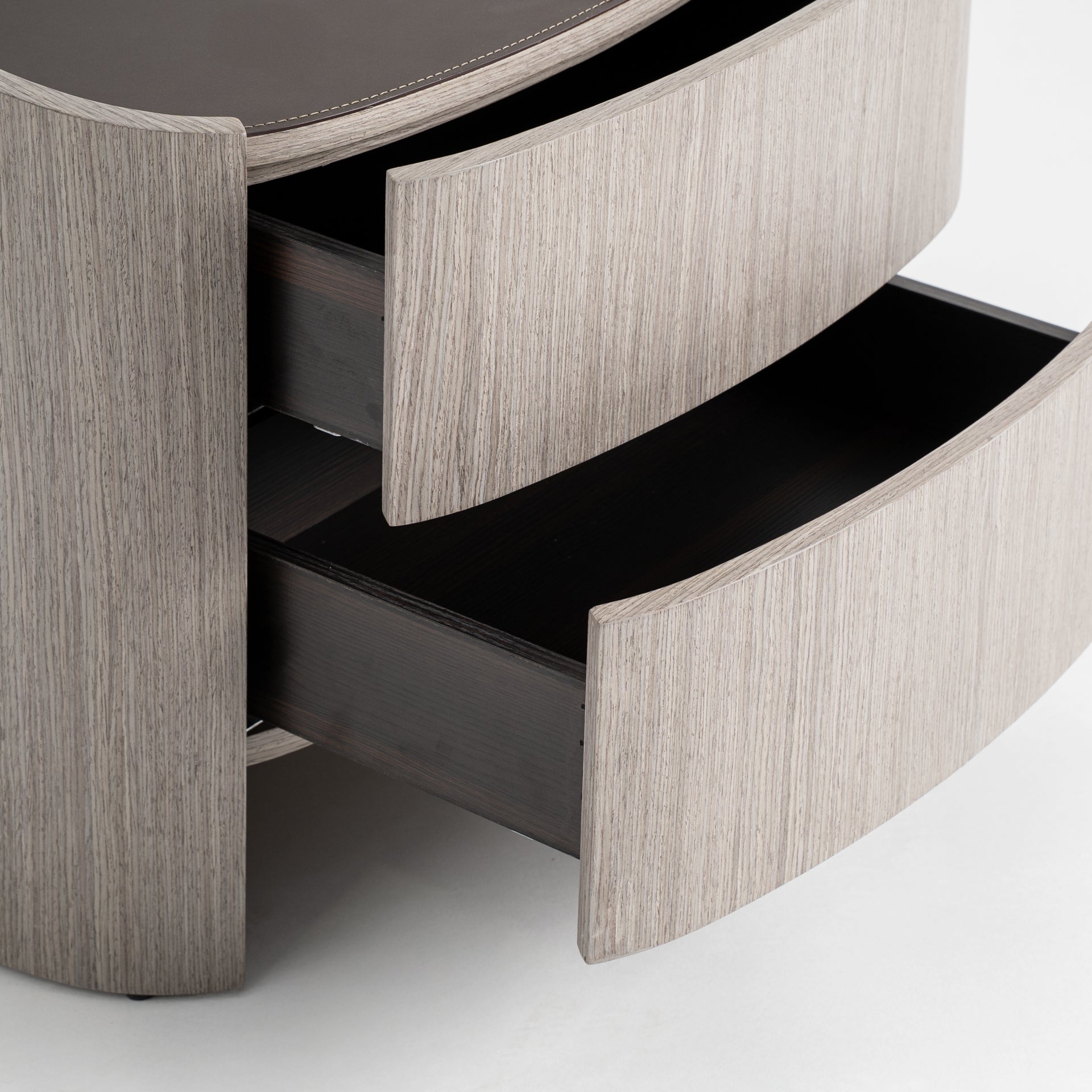 Burkina Nightstand in Gray with Leather Top