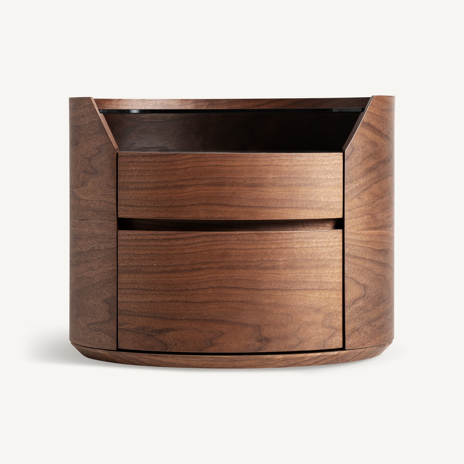 Nachttisch LECCO Holz mit Glasplatte