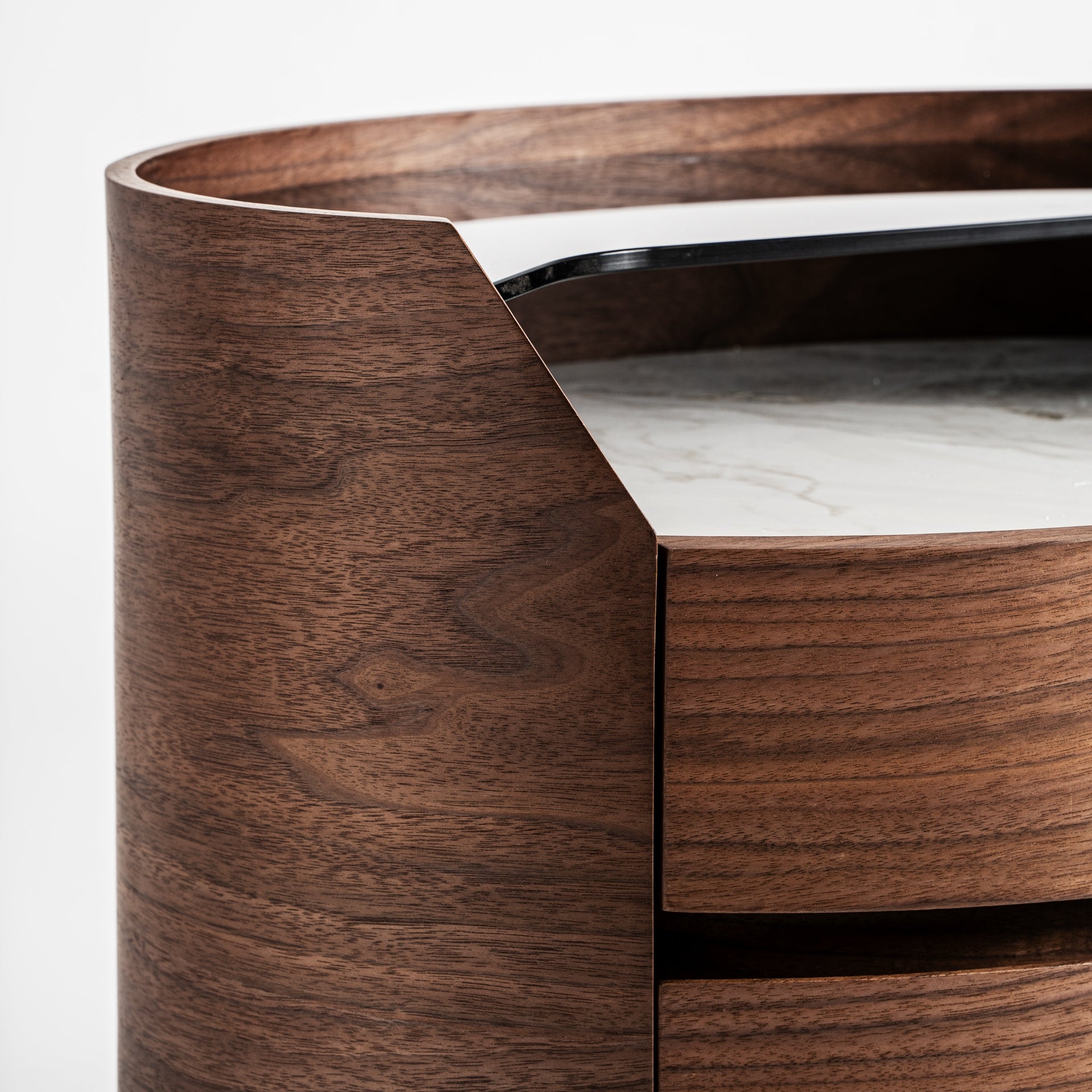 Nachttisch LECCO Holz mit Glasplatte