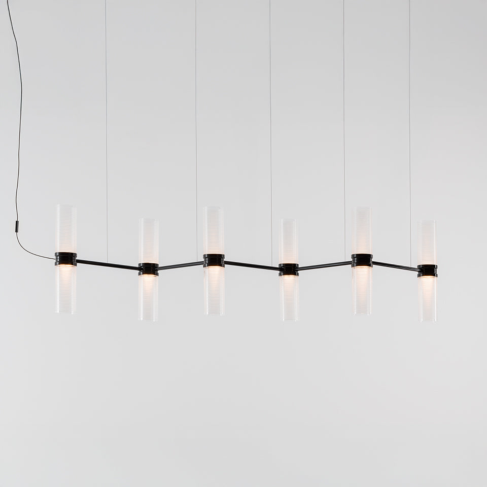 ZEPHYR LINEAR pendant lamp transparent with black finish