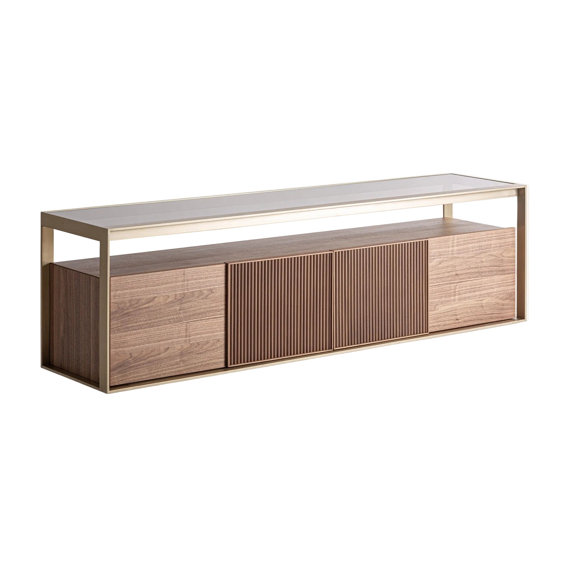 AISBY TV Stand in Ash Wood with Glass Top