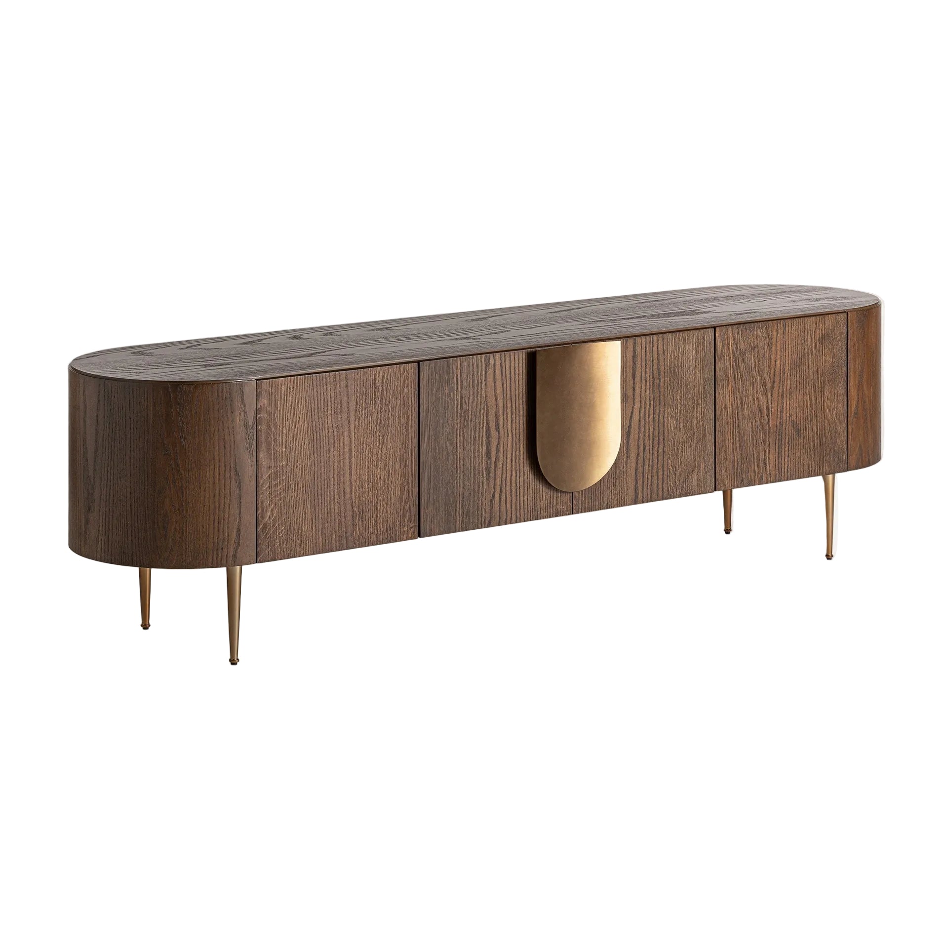 RTV-Sideboard TREIGNAC aus Eichenholz mit goldenem Fuß