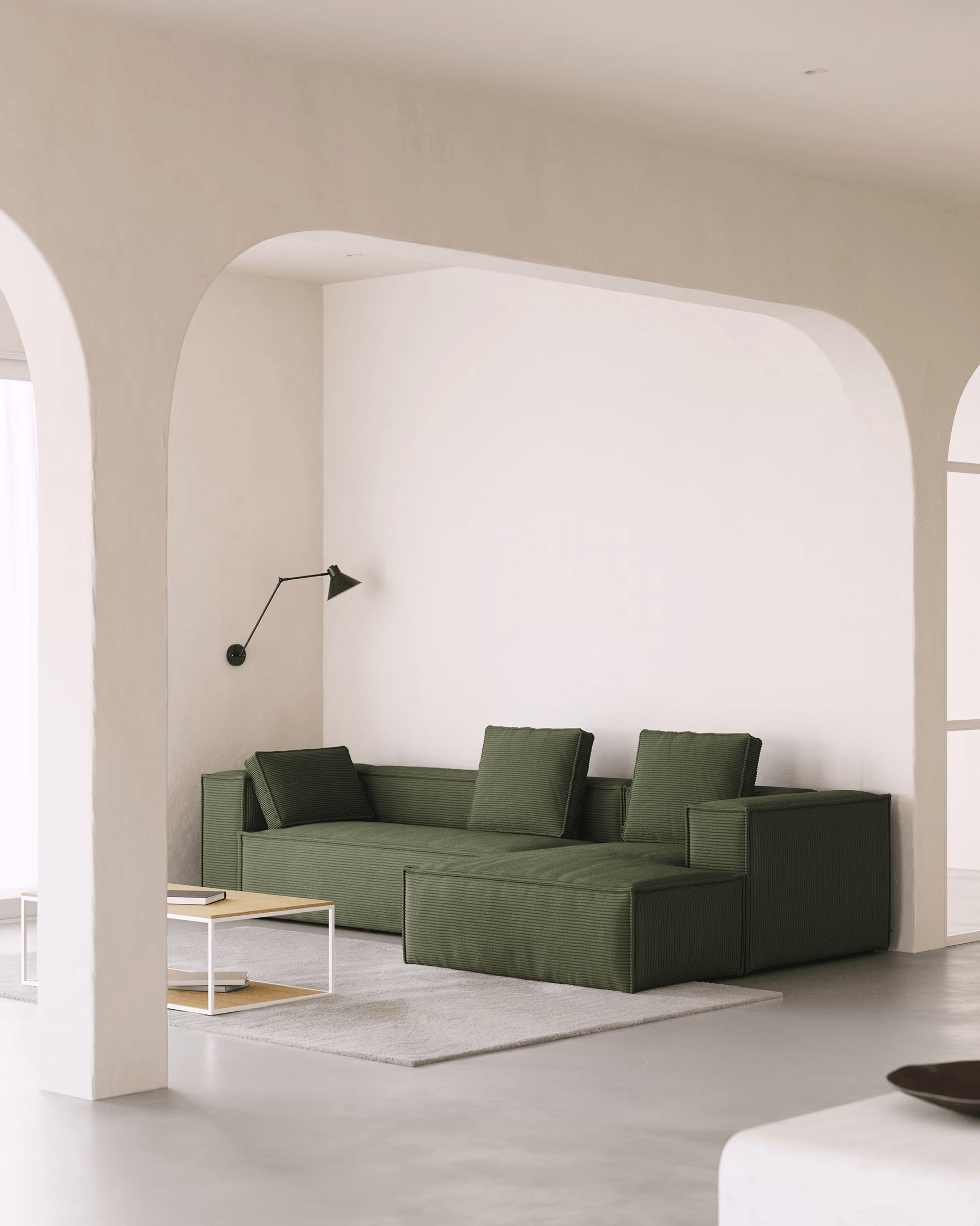 Narożnik 3-osobowy BLOK zielony sztruks La Forma Eye on Design