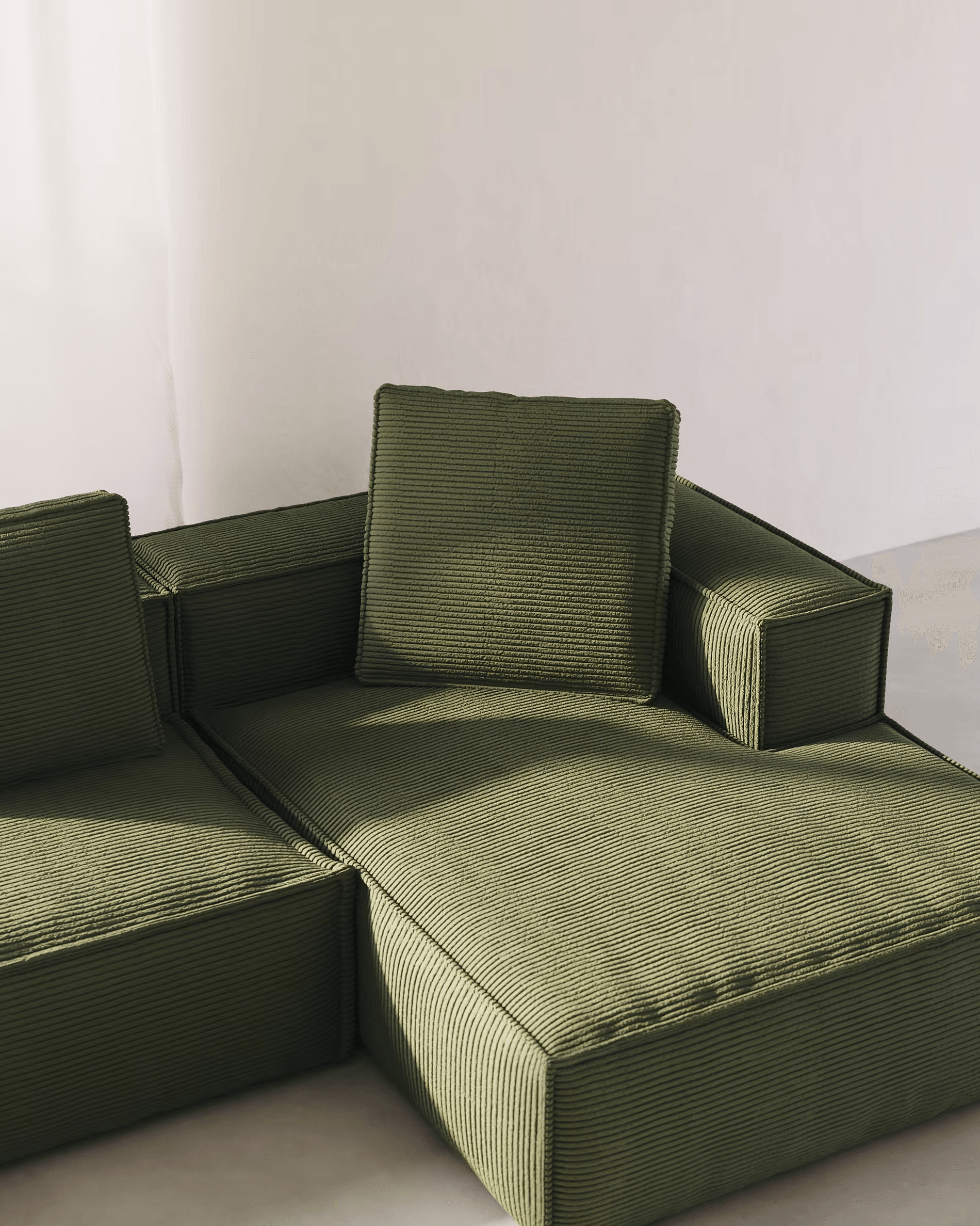Narożnik 3-osobowy BLOK zielony sztruks La Forma Eye on Design