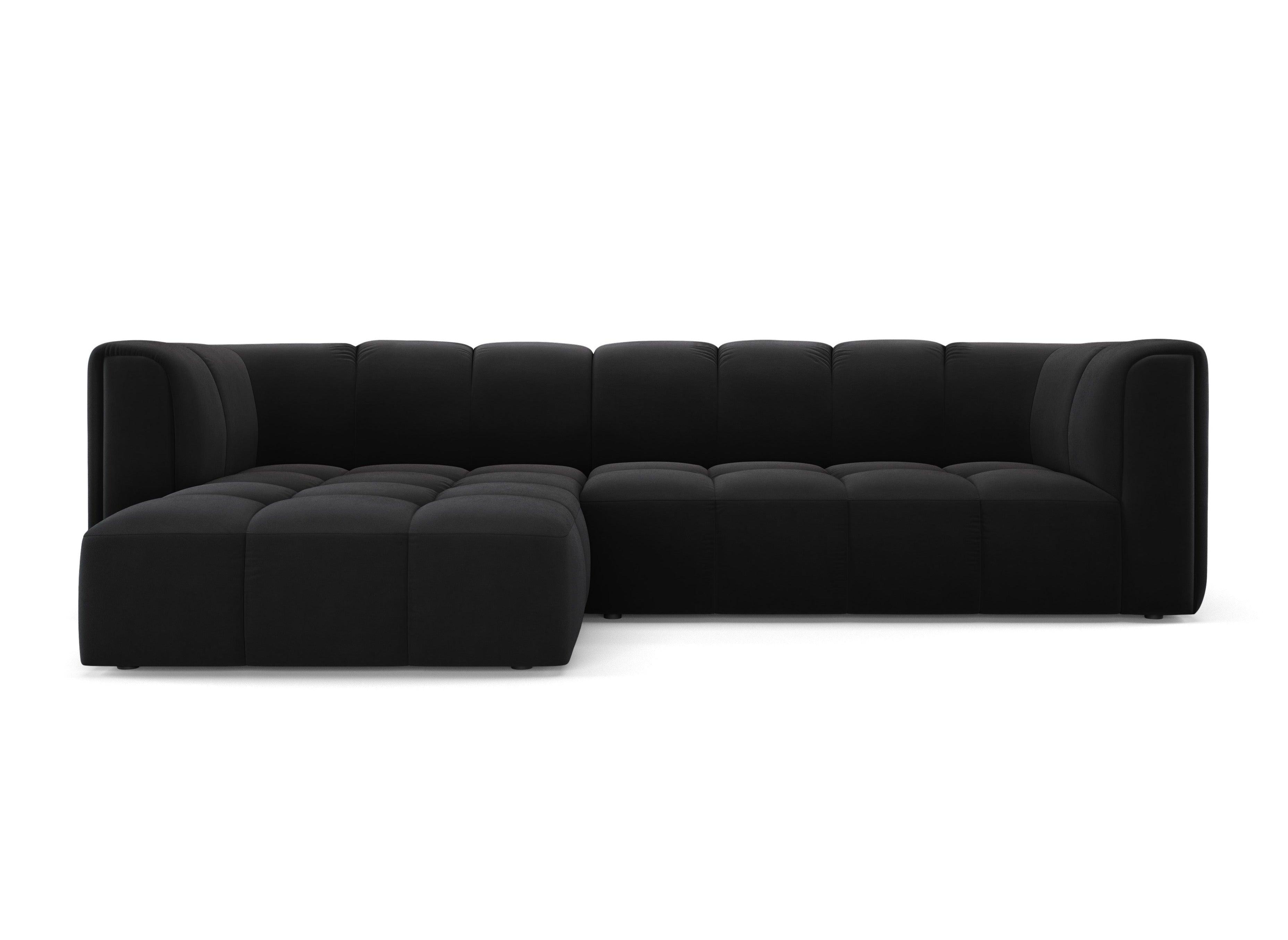 Narożnik aksamitny 3-osobowy lewostronny FRANCESCA czarny Milo Casa Eye on Design