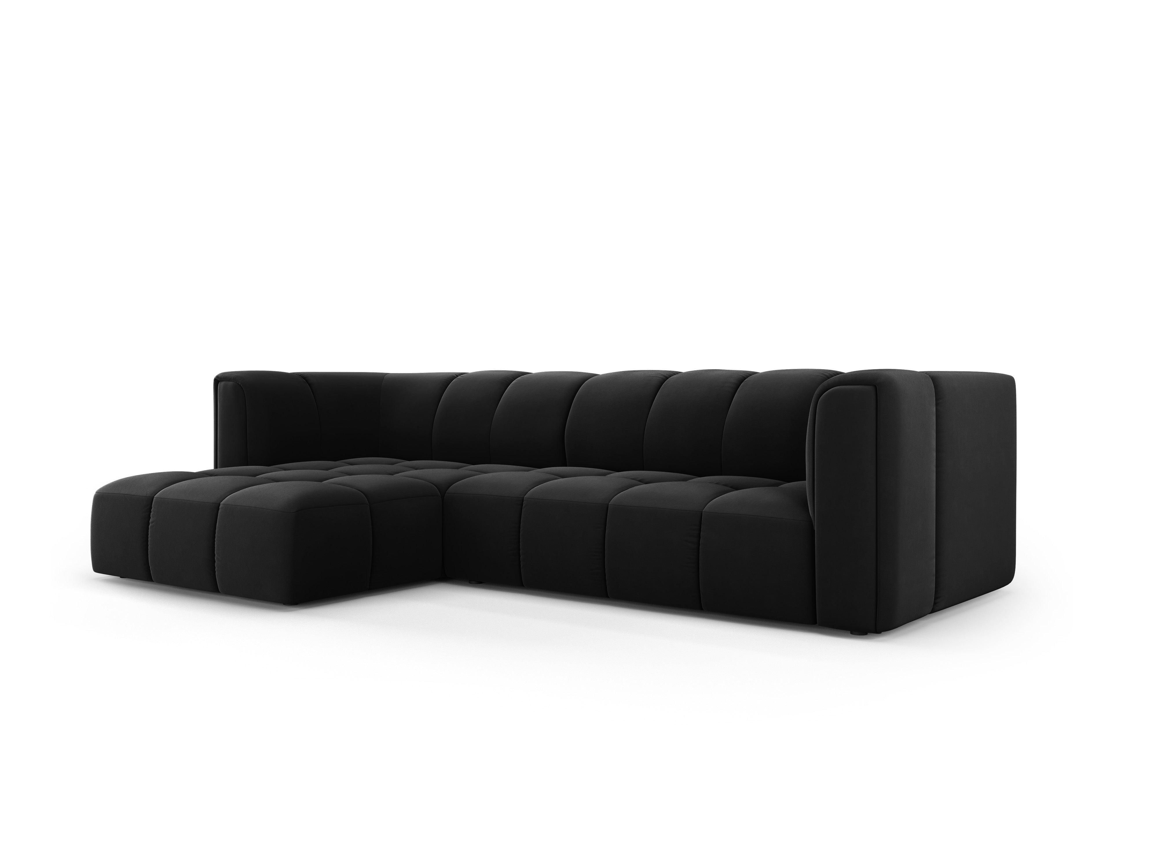 Narożnik aksamitny 3-osobowy lewostronny FRANCESCA czarny Milo Casa Eye on Design