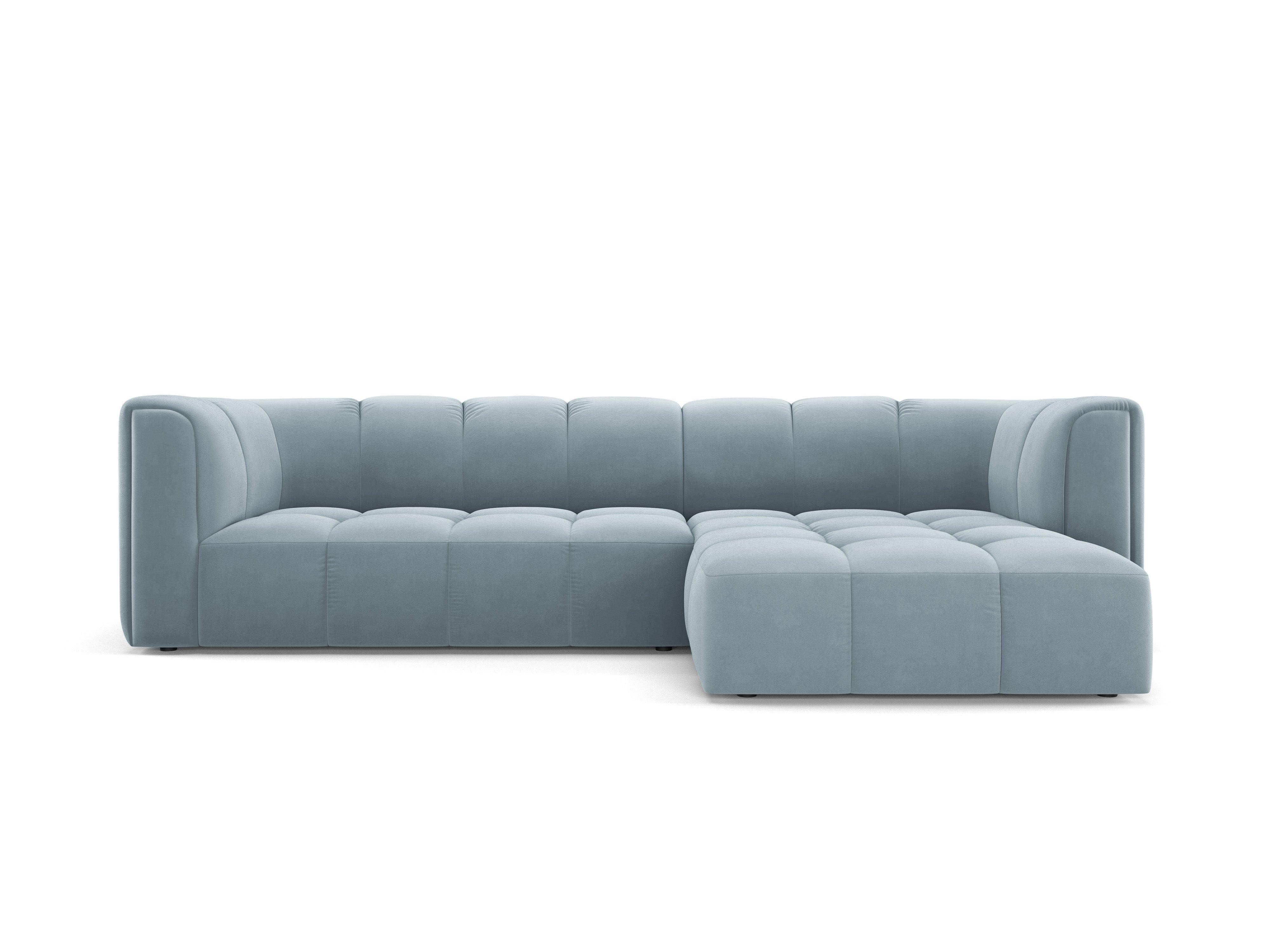 Narożnik aksamitny 3-osobowy prawostronny FRANCESCA jasnoniebieski Milo Casa Eye on Design