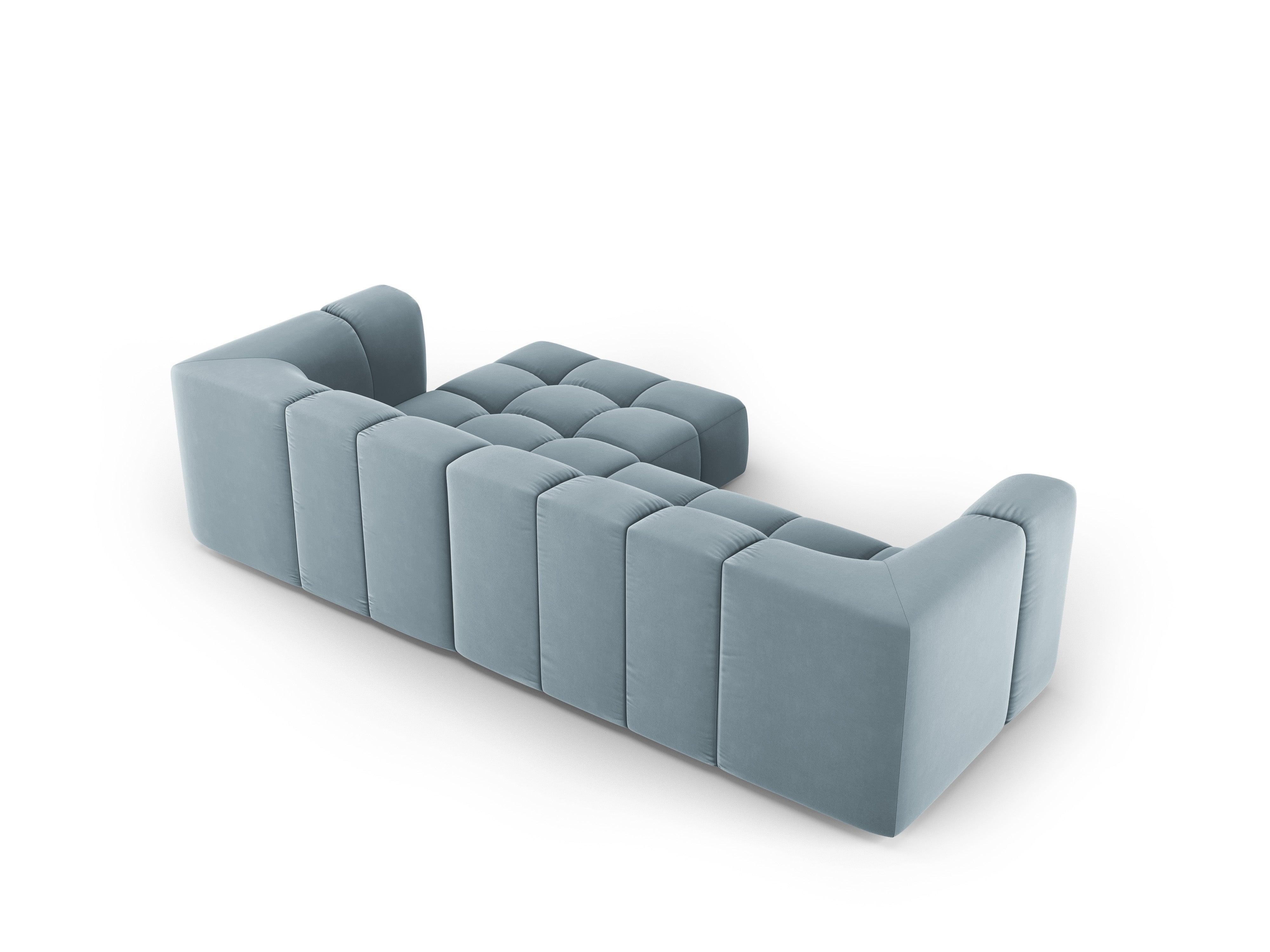 Narożnik aksamitny 3-osobowy prawostronny FRANCESCA jasnoniebieski Milo Casa Eye on Design
