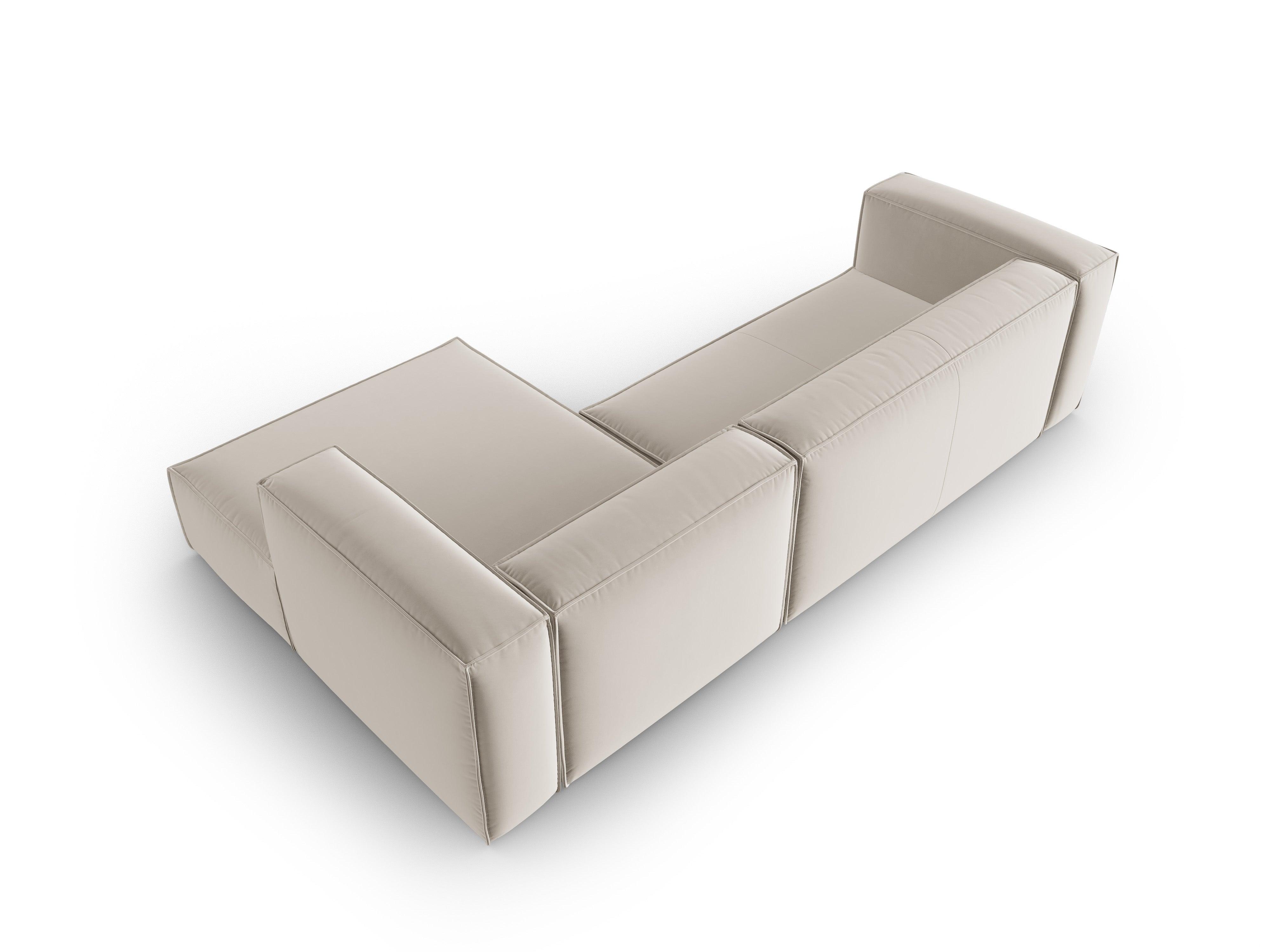 Narożnik aksamitny 4-osobowy prawostronny MACKAY jasnobeżowy Cosmopolitan Design Eye on Design