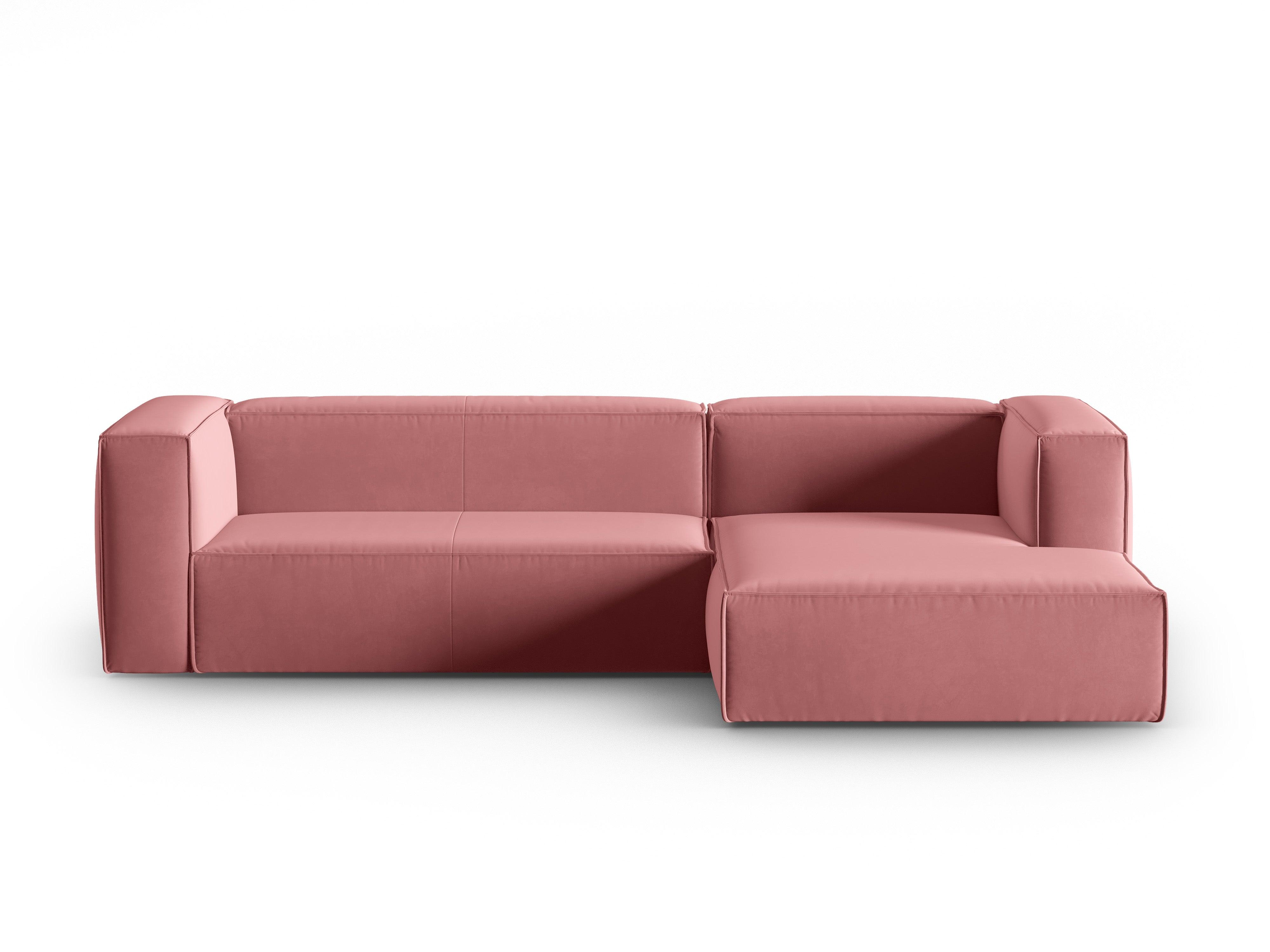 Narożnik aksamitny 4-osobowy prawostronny MACKAY łososiowy Cosmopolitan Design Eye on Design