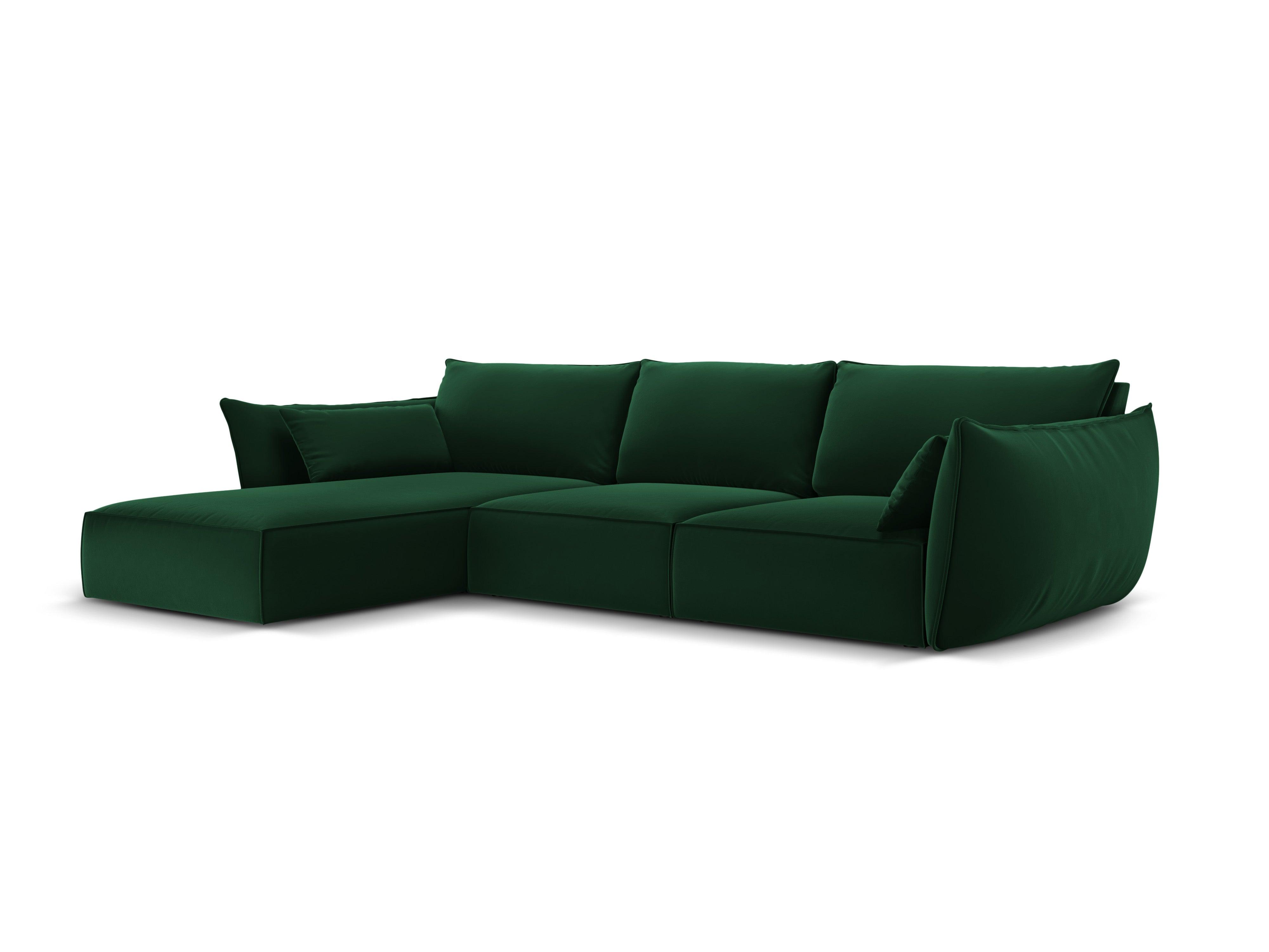 Narożnik aksamitny lewostronny 4-osobowy VANDA butelkowa zieleń Mazzini Sofas Eye on Design