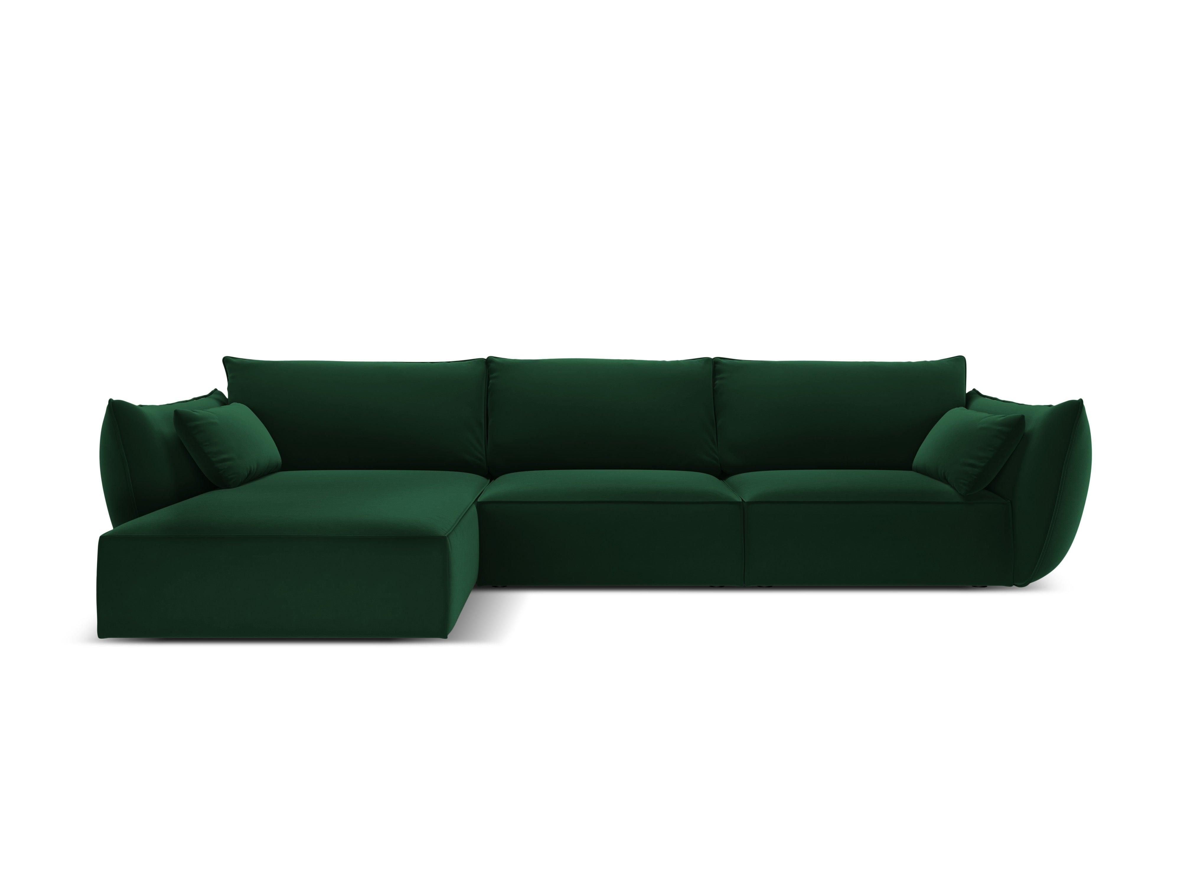 Narożnik aksamitny lewostronny 4-osobowy VANDA butelkowa zieleń Mazzini Sofas Eye on Design