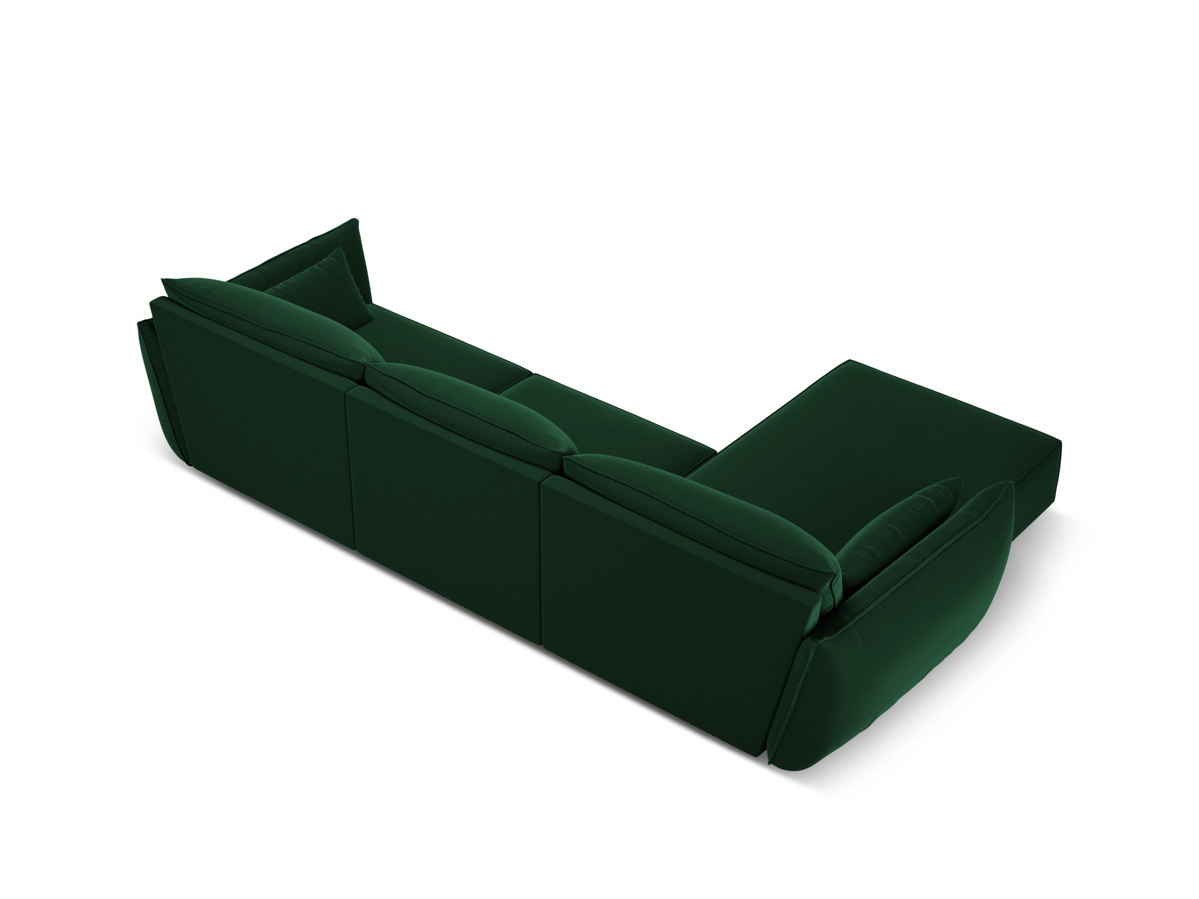 Narożnik aksamitny lewostronny 4-osobowy VANDA butelkowa zieleń Mazzini Sofas Eye on Design