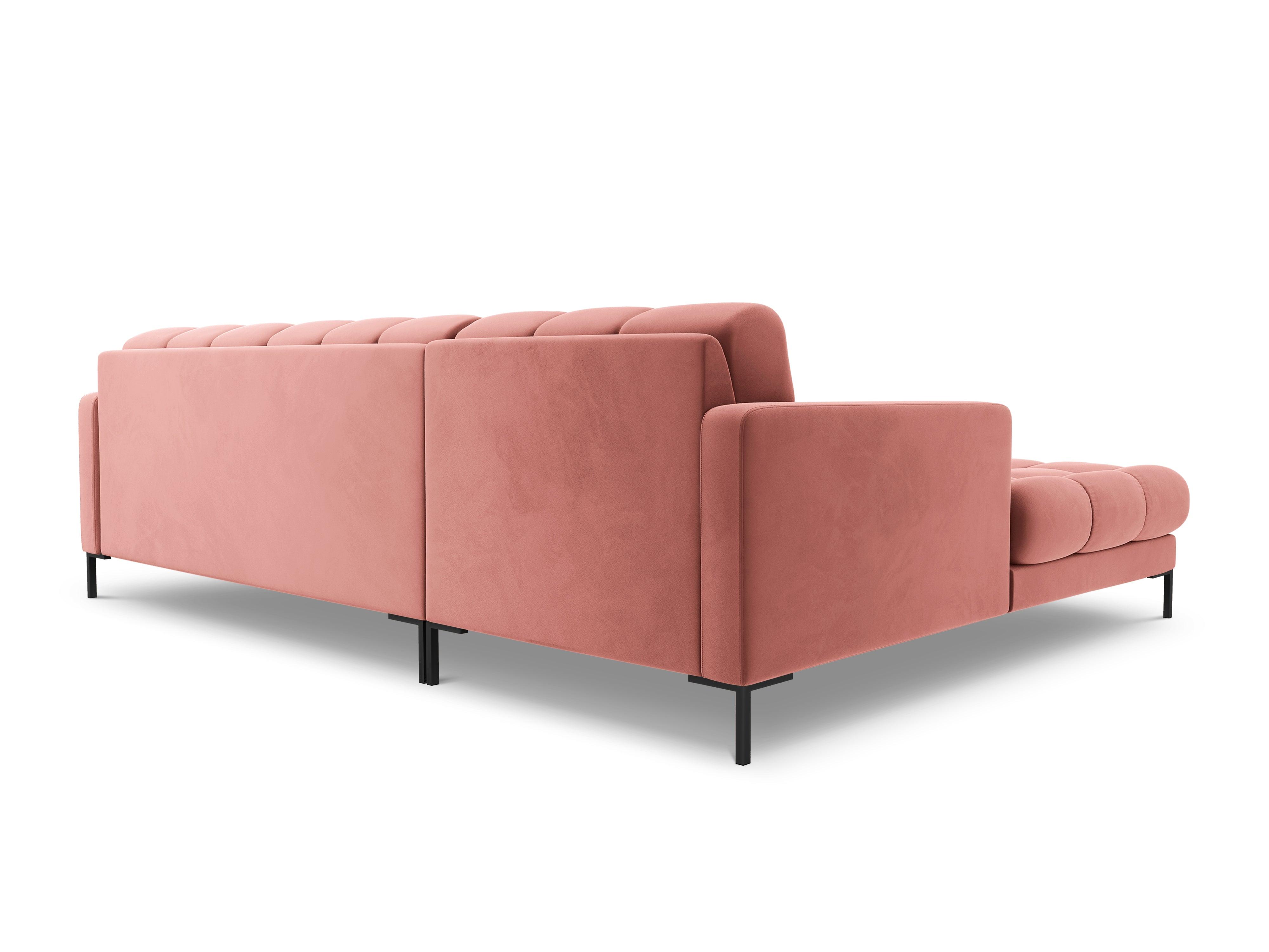 Narożnik aksamitny lewostronny BALI różowy z czarną podstawą Cosmopolitan Design Eye on Design