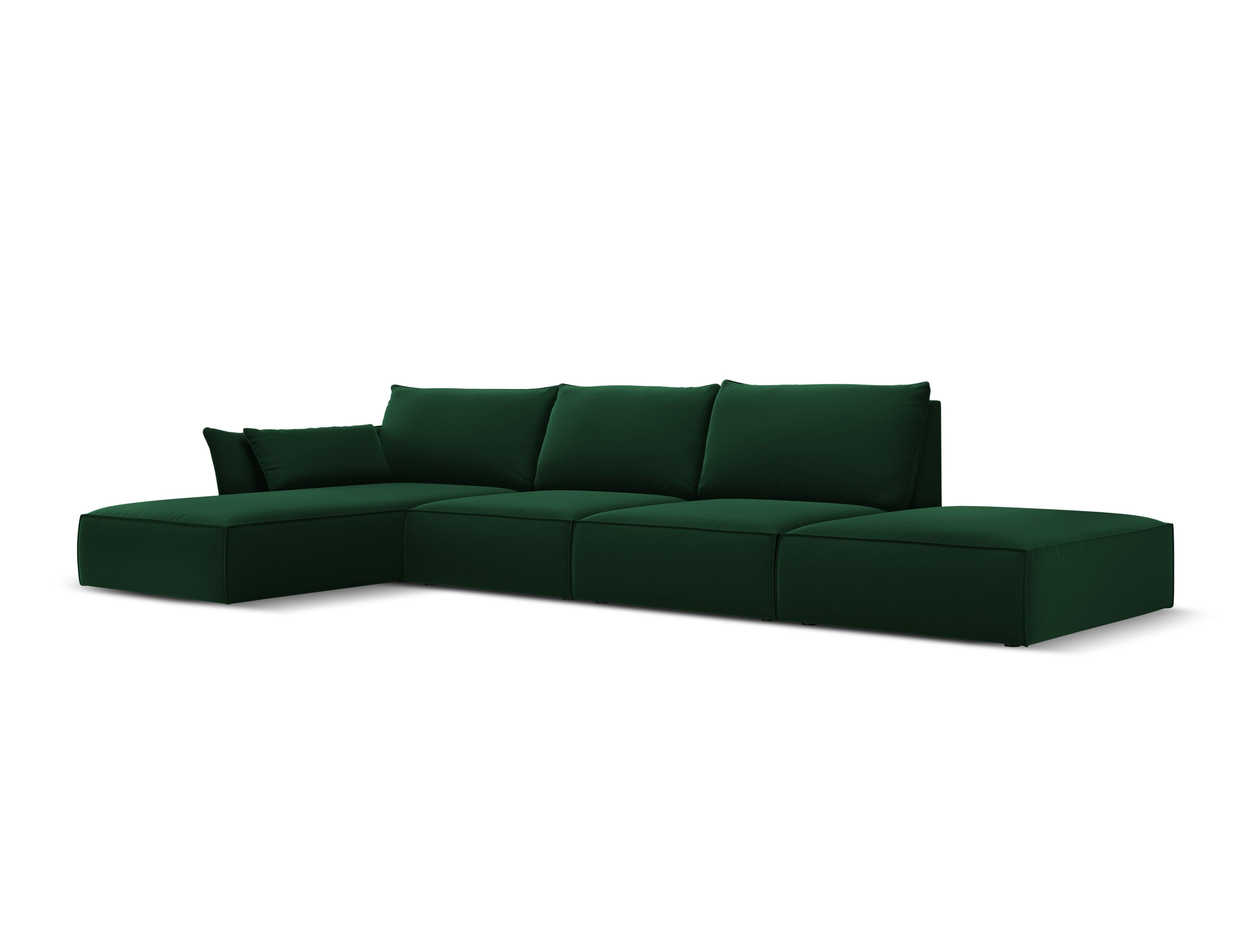 Narożnik aksamitny lewostronny otwarty VANDA butelkowa zieleń Mazzini Sofas Eye on Design