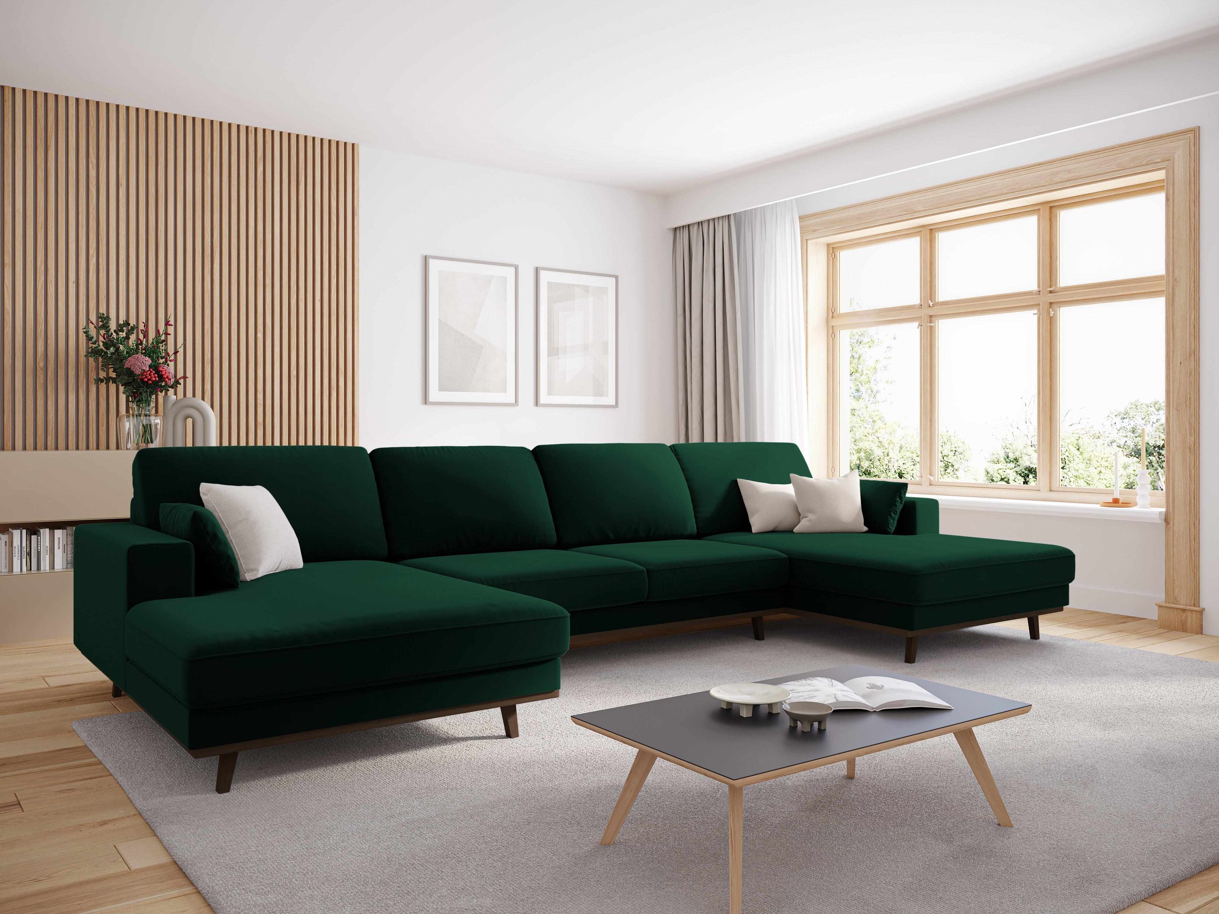 Narożnik aksamitny panoramiczny HEBE butelkowa zieleń Mazzini Sofas Eye on Design