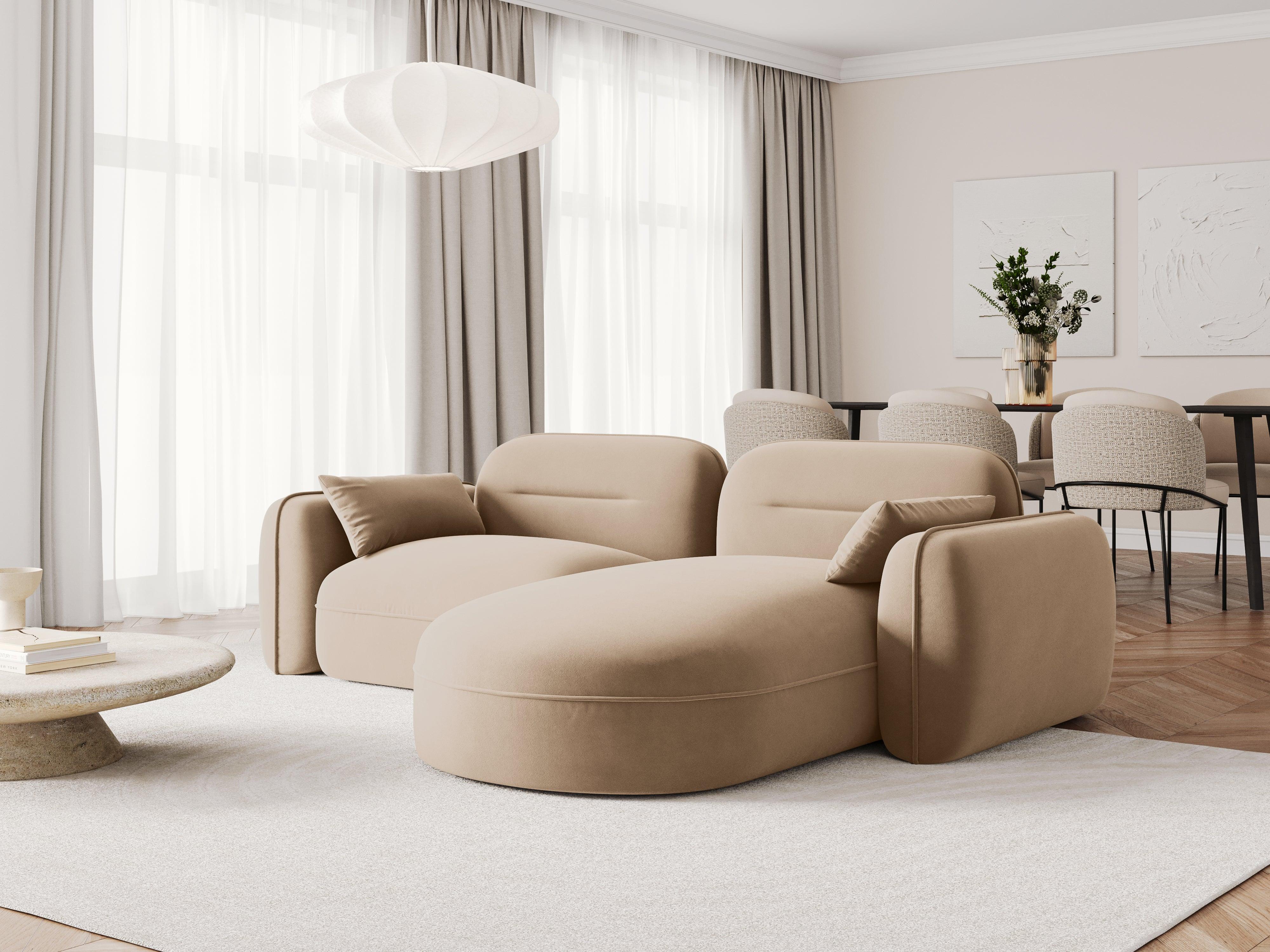 Narożnik modułowy aksamitny prawostronny 3-osobowy SYDNEY piaskowy Cosmopolitan Design Eye on Design