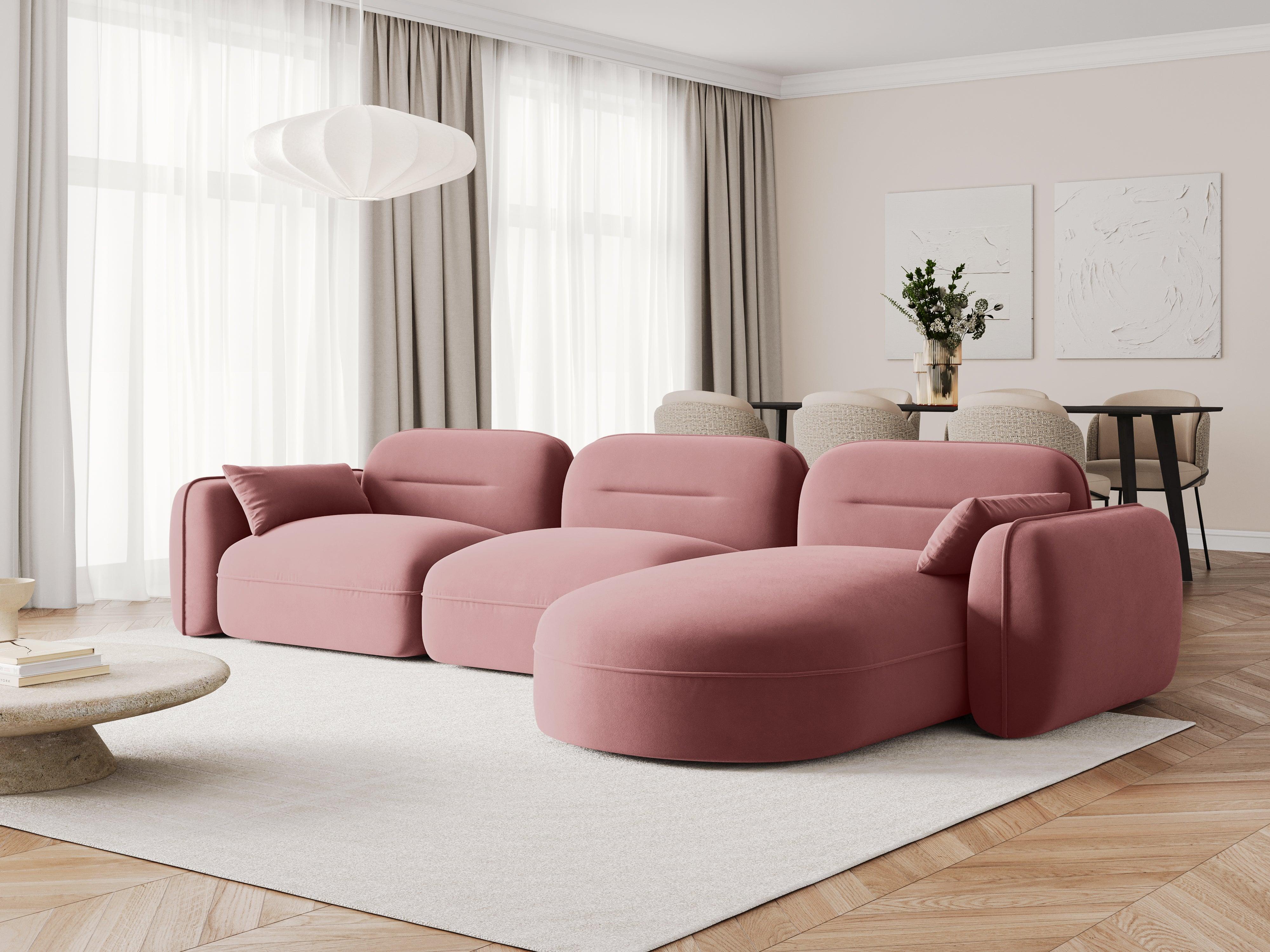 Narożnik modułowy aksamitny prawostronny 4-osobowy SYDNEY łososiowa Cosmopolitan Design Eye on Design
