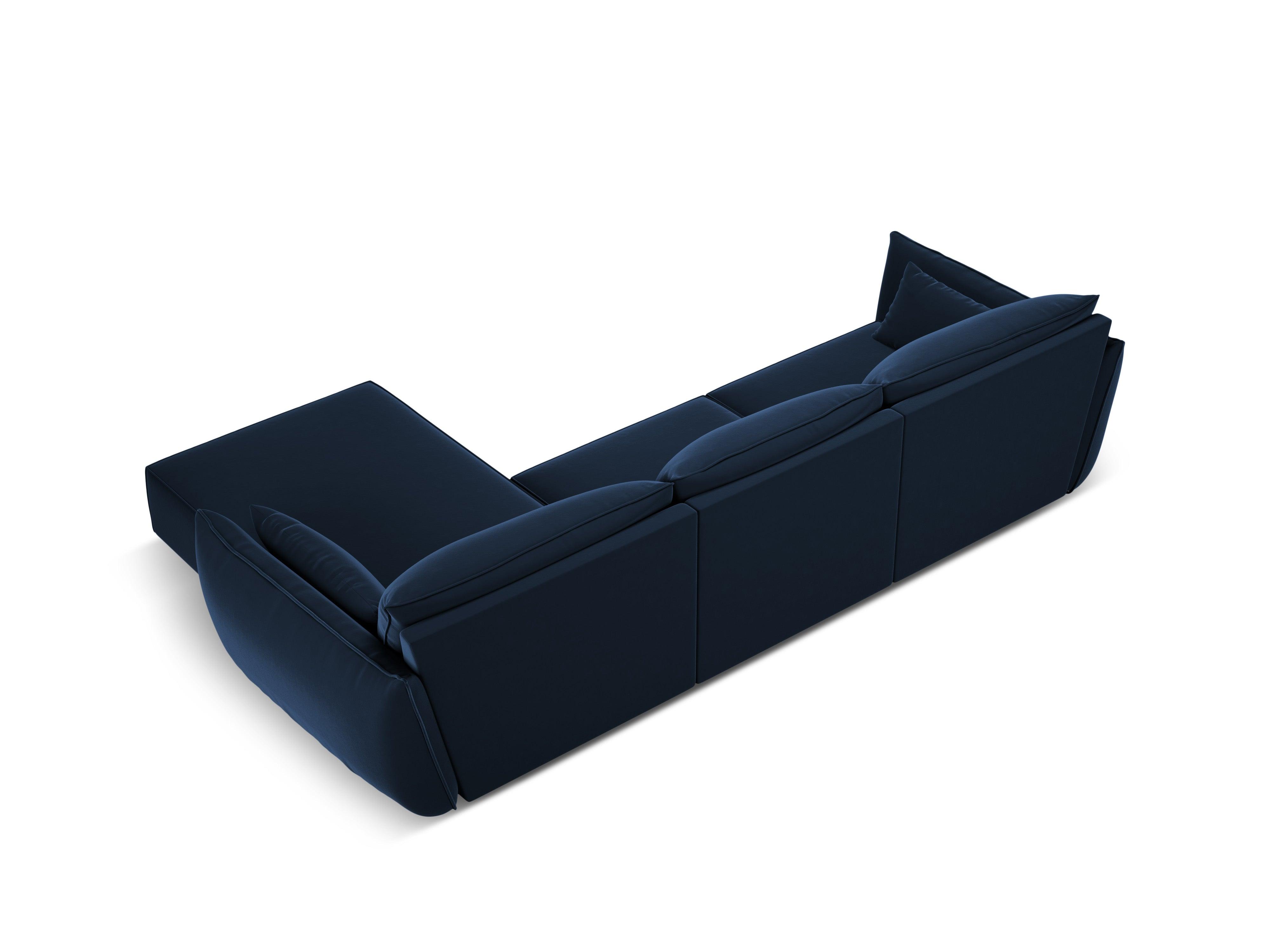 Narożnik aksamitny prawostronny 4-osobowy VANDA granatowy Mazzini Sofas Eye on Design