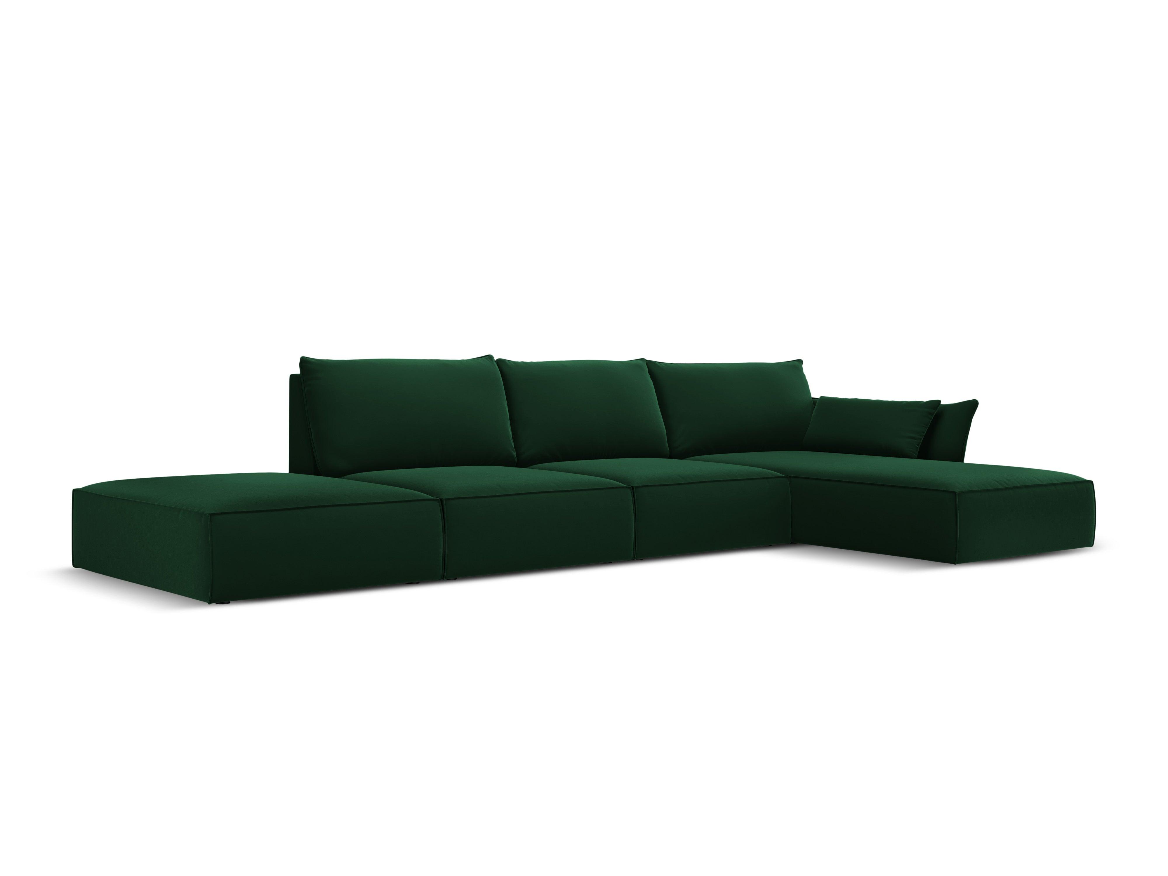 Narożnik aksamitny prawostronny otwarty VANDA butelkowa zieleń Mazzini Sofas Eye on Design