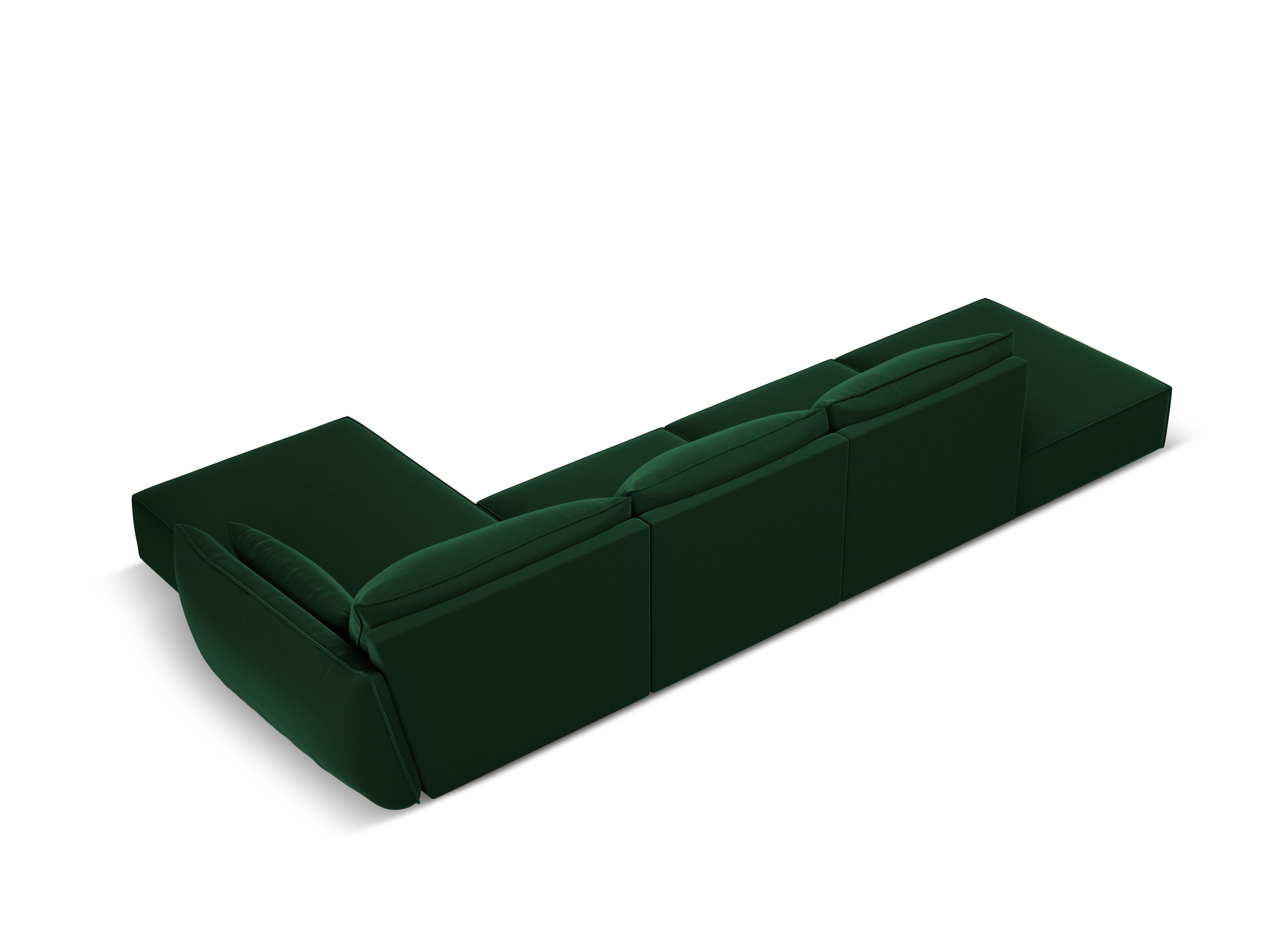 Narożnik aksamitny prawostronny otwarty VANDA butelkowa zieleń Mazzini Sofas Eye on Design
