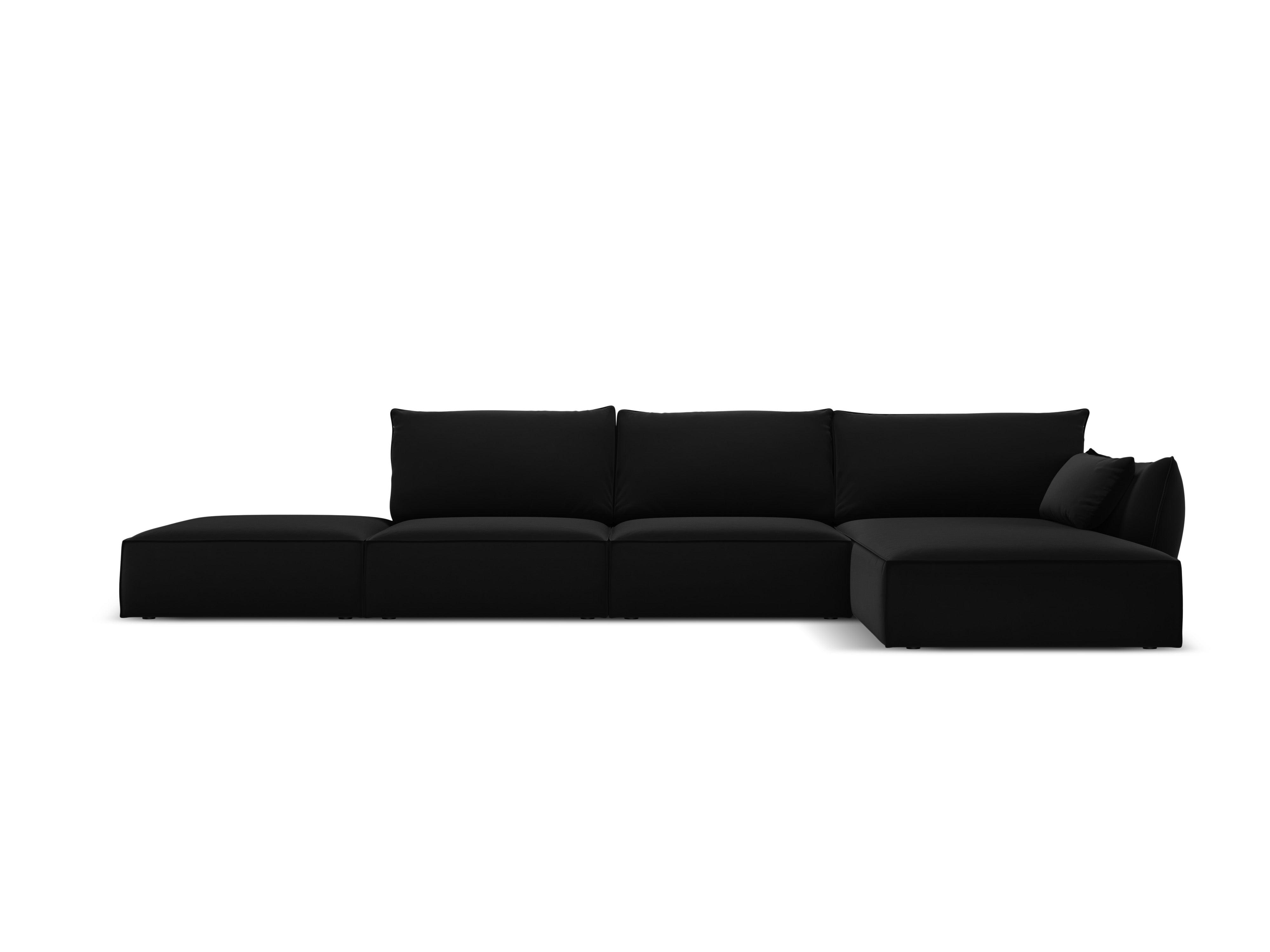 Narożnik aksamitny prawostronny otwarty VANDA czarny Mazzini Sofas Eye on Design