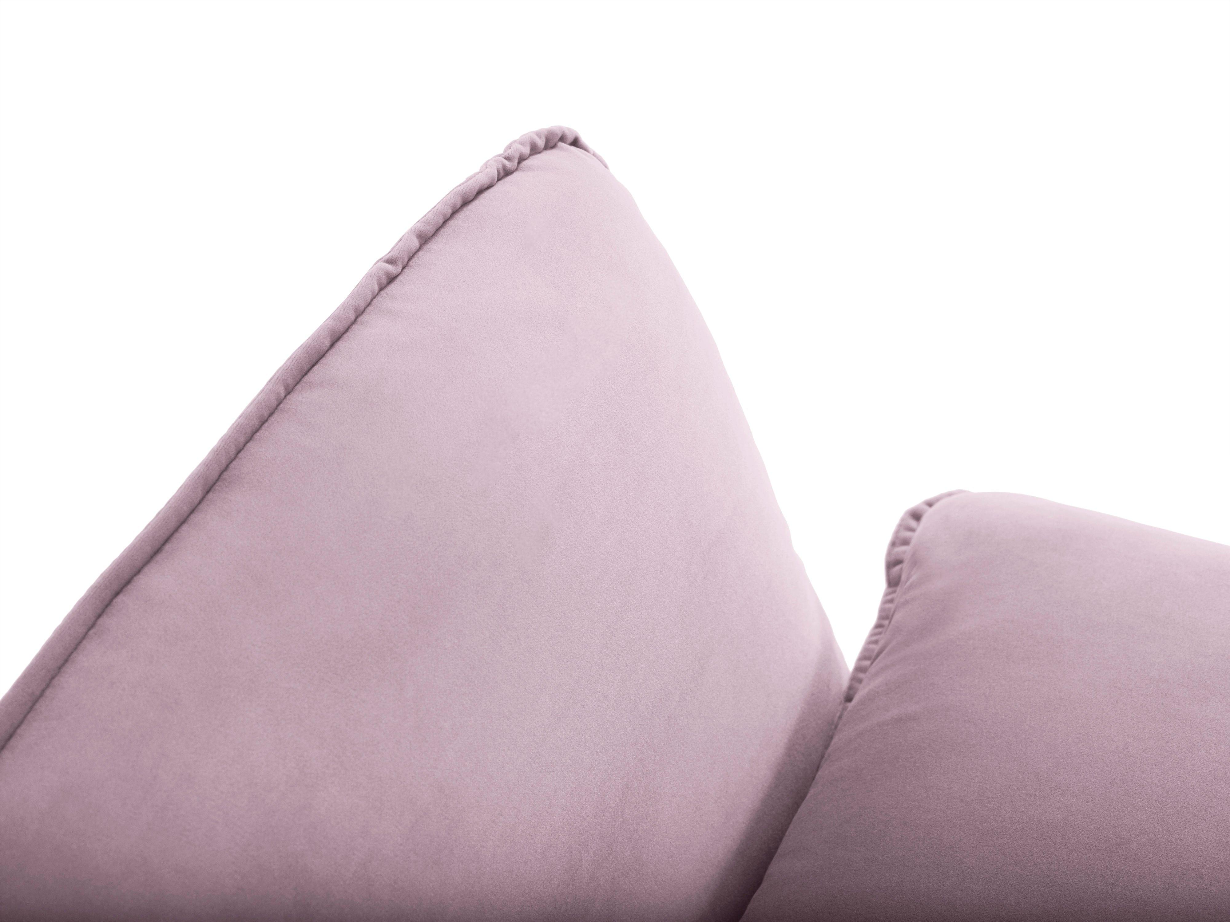 Narożnik aksamitny prawostronny VIENNA pudrowy róż z czarną podstawą Cosmopolitan Design Eye on Design