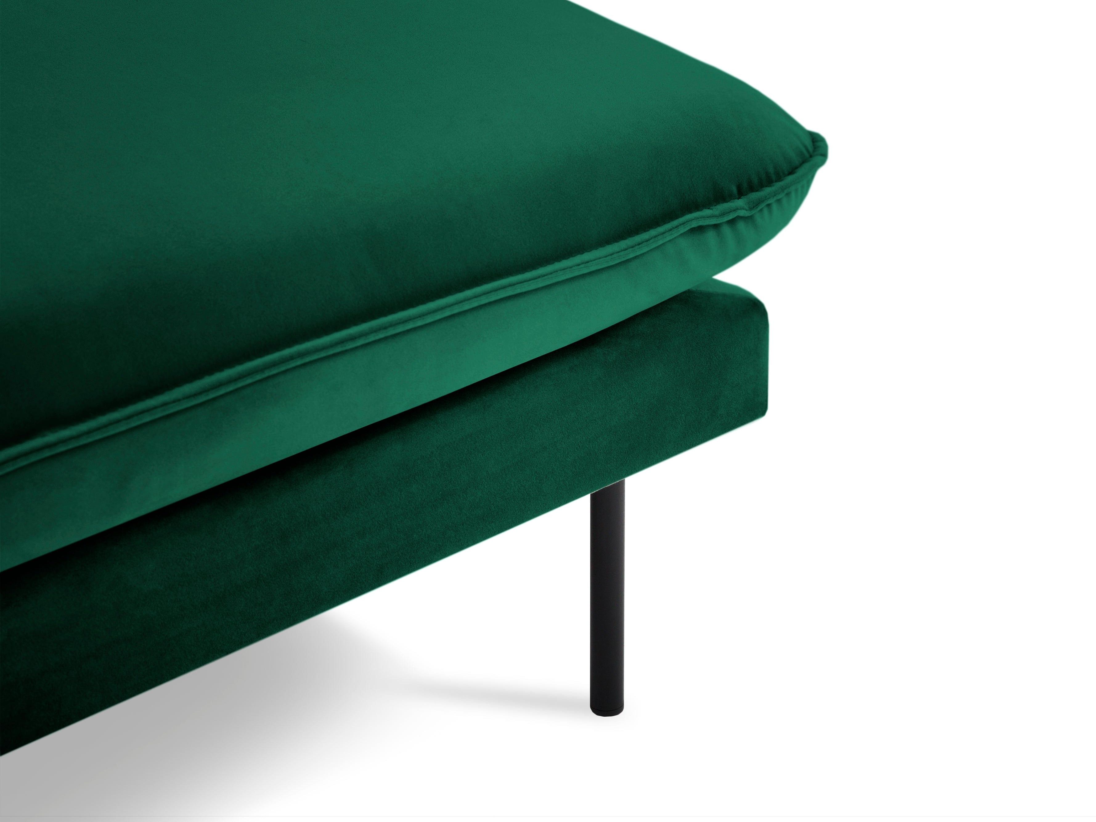 Narożnik aksamitny prawostronny VIENNA zielony z czarną podstawą Cosmopolitan Design Eye on Design