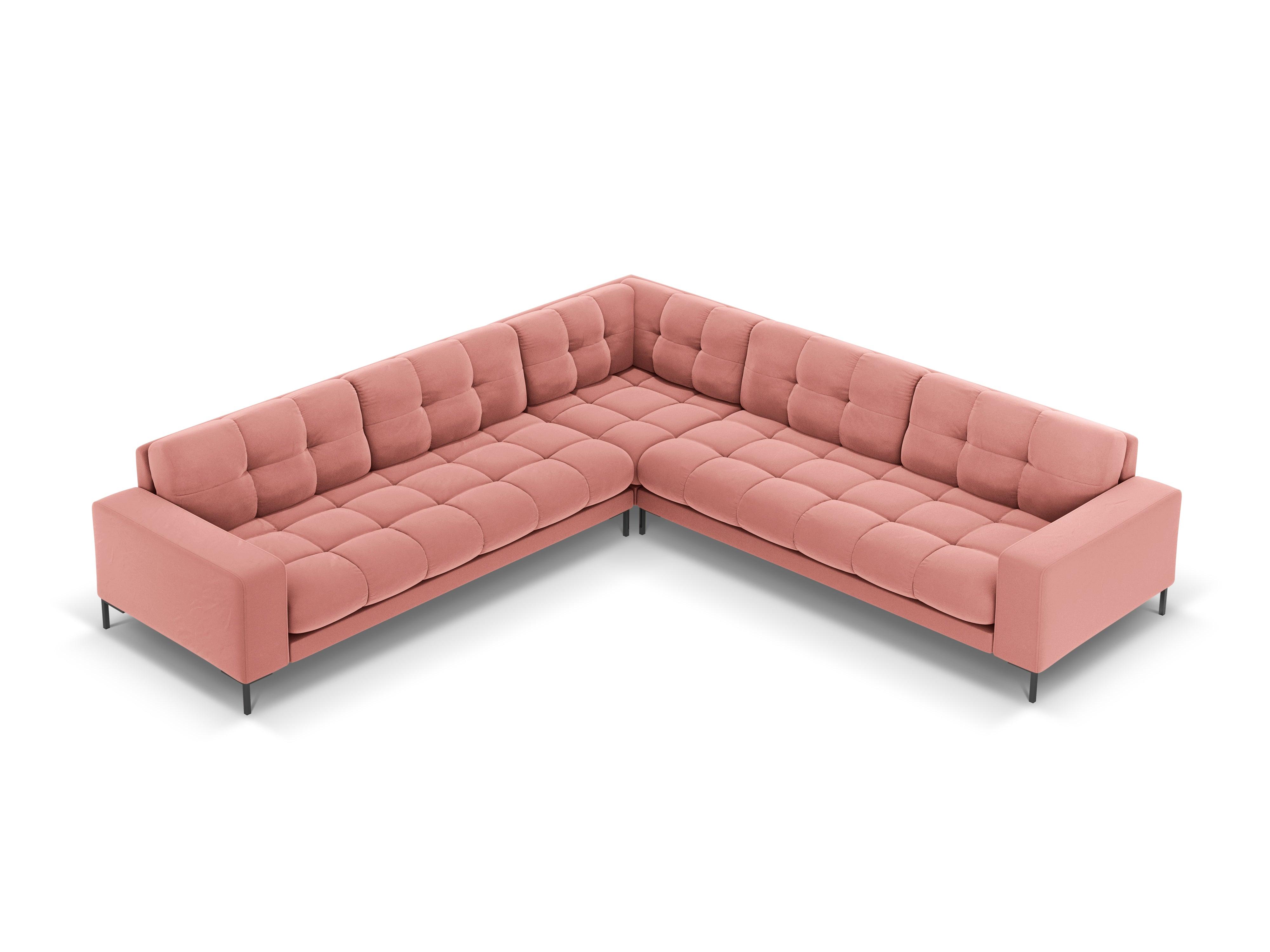 Narożnik aksamitny symetryczny BALI różowy z czarną podstawą Cosmopolitan Design Eye on Design