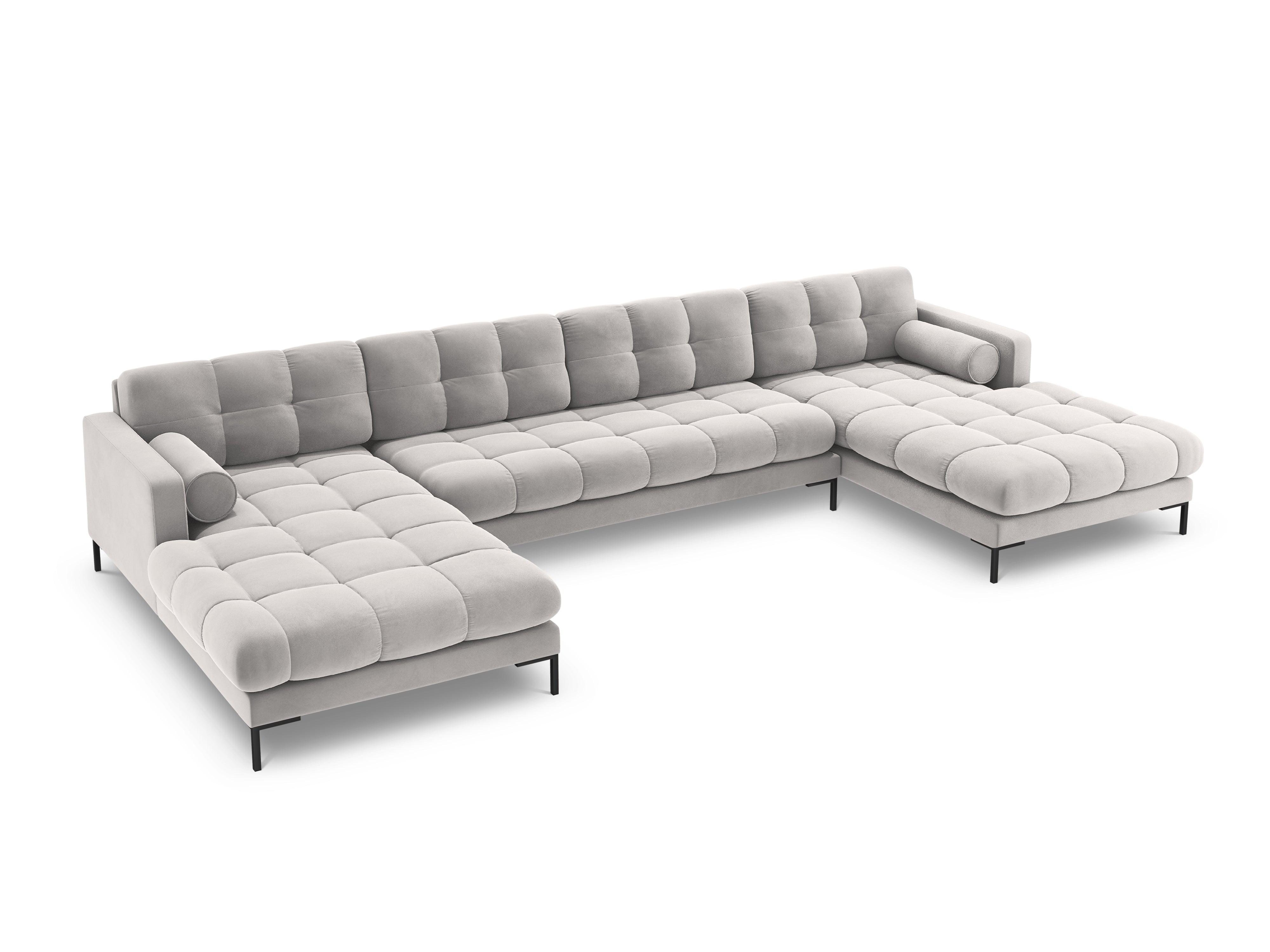 Narożnik aksamitny w kształcie U BALI srebrny z czarną podstawą Cosmopolitan Design Eye on Design