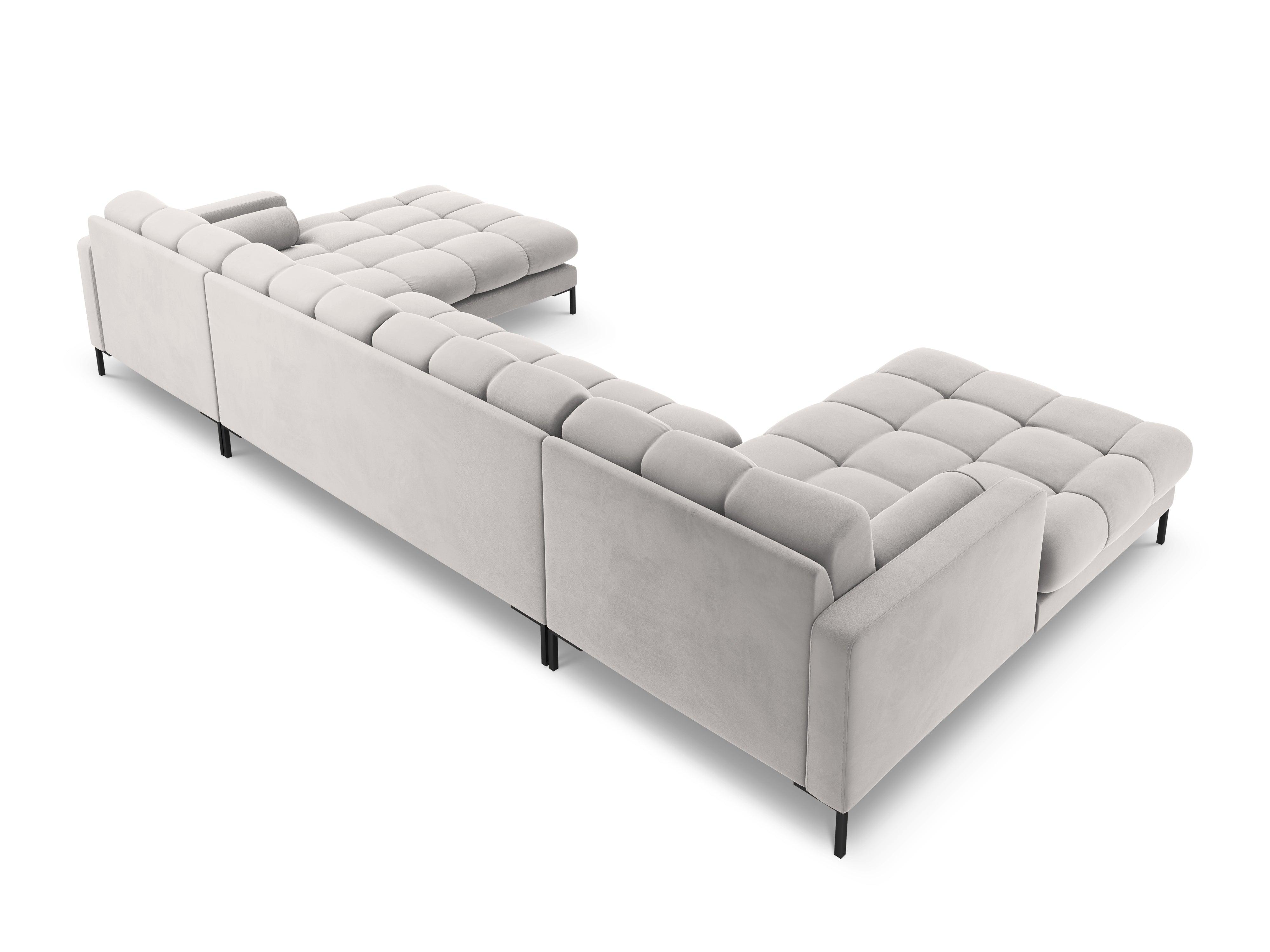 Narożnik aksamitny w kształcie U BALI srebrny z czarną podstawą Cosmopolitan Design Eye on Design