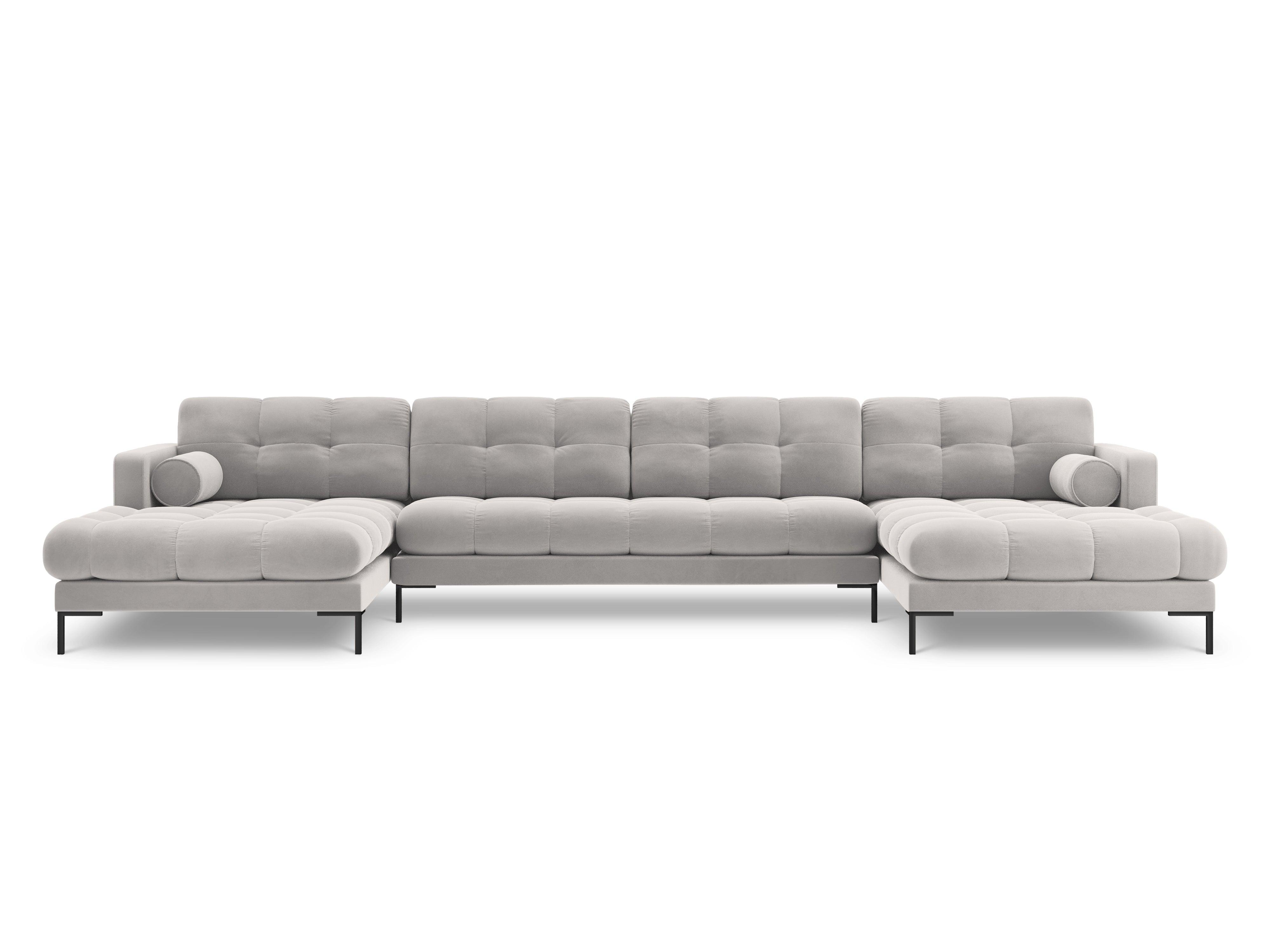 Narożnik aksamitny w kształcie U BALI srebrny z czarną podstawą Cosmopolitan Design Eye on Design