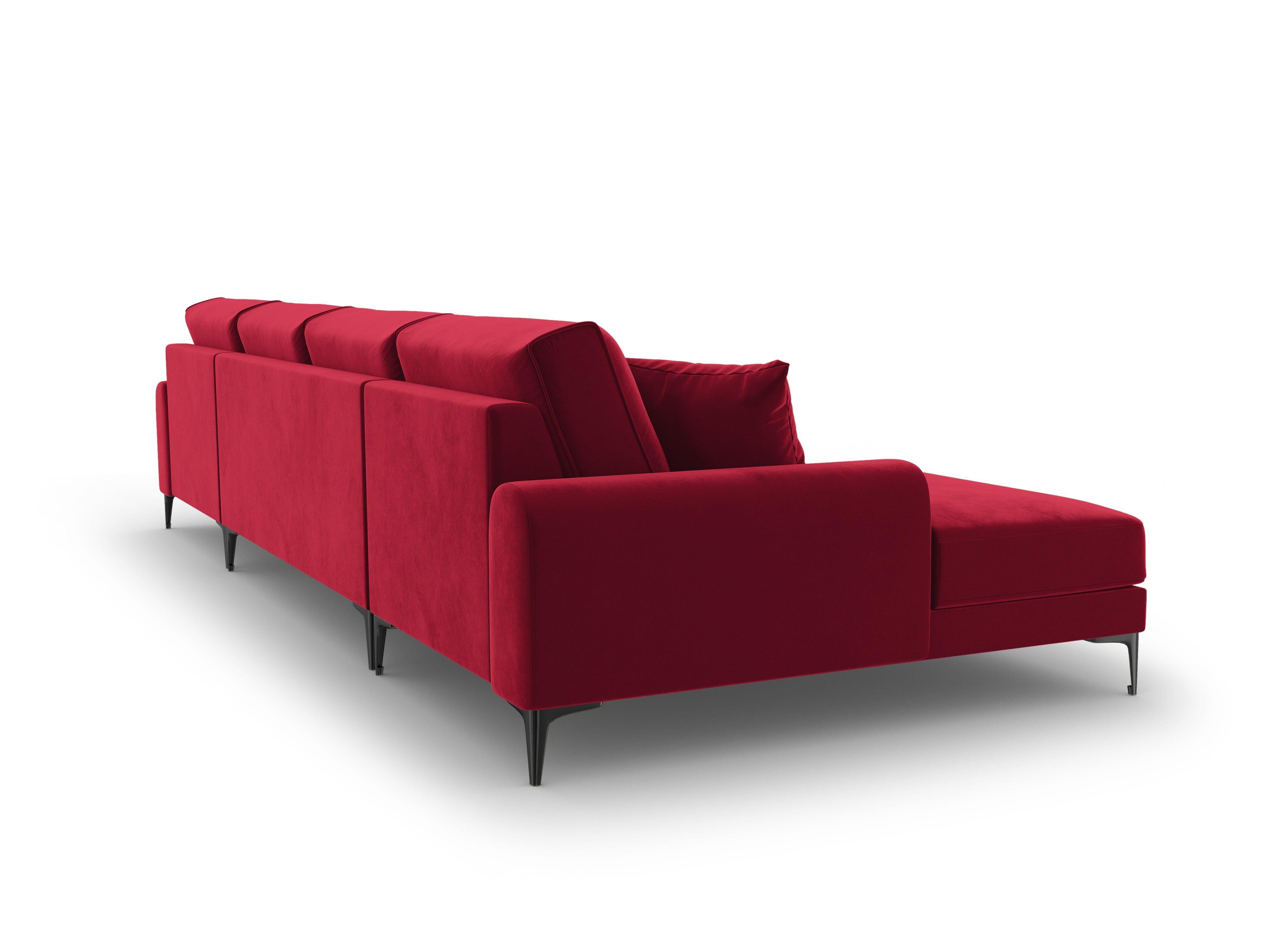 Narożnik aksamitny w kształcie U MADARA czerwony z czarną podstawą Mazzini Sofas Eye on Design
