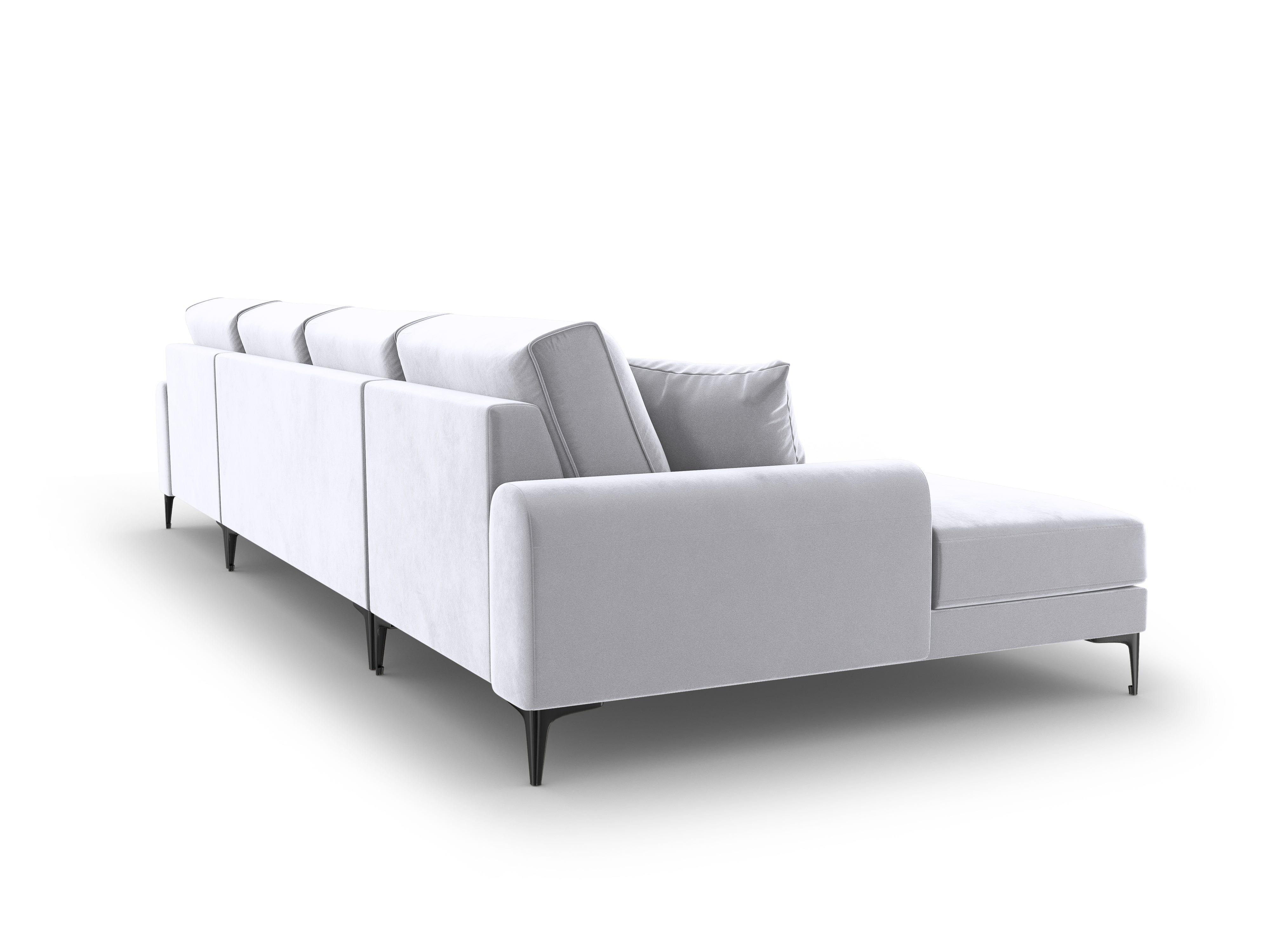 Narożnik aksamitny w kształcie U MADARA srebrny z czarną podstawą Mazzini Sofas Eye on Design