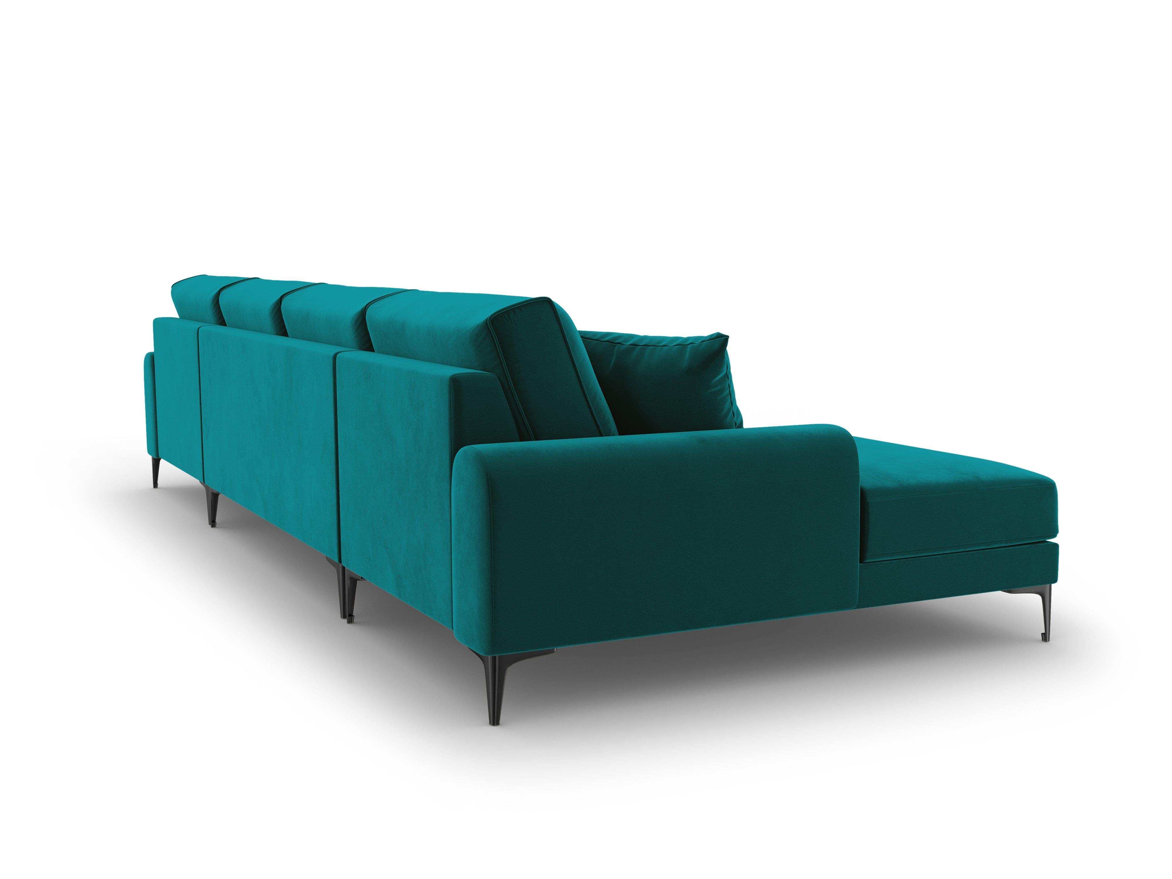 Narożnik aksamitny w kształcie U MADARA turkusowy z czarną podstawą Mazzini Sofas Eye on Design