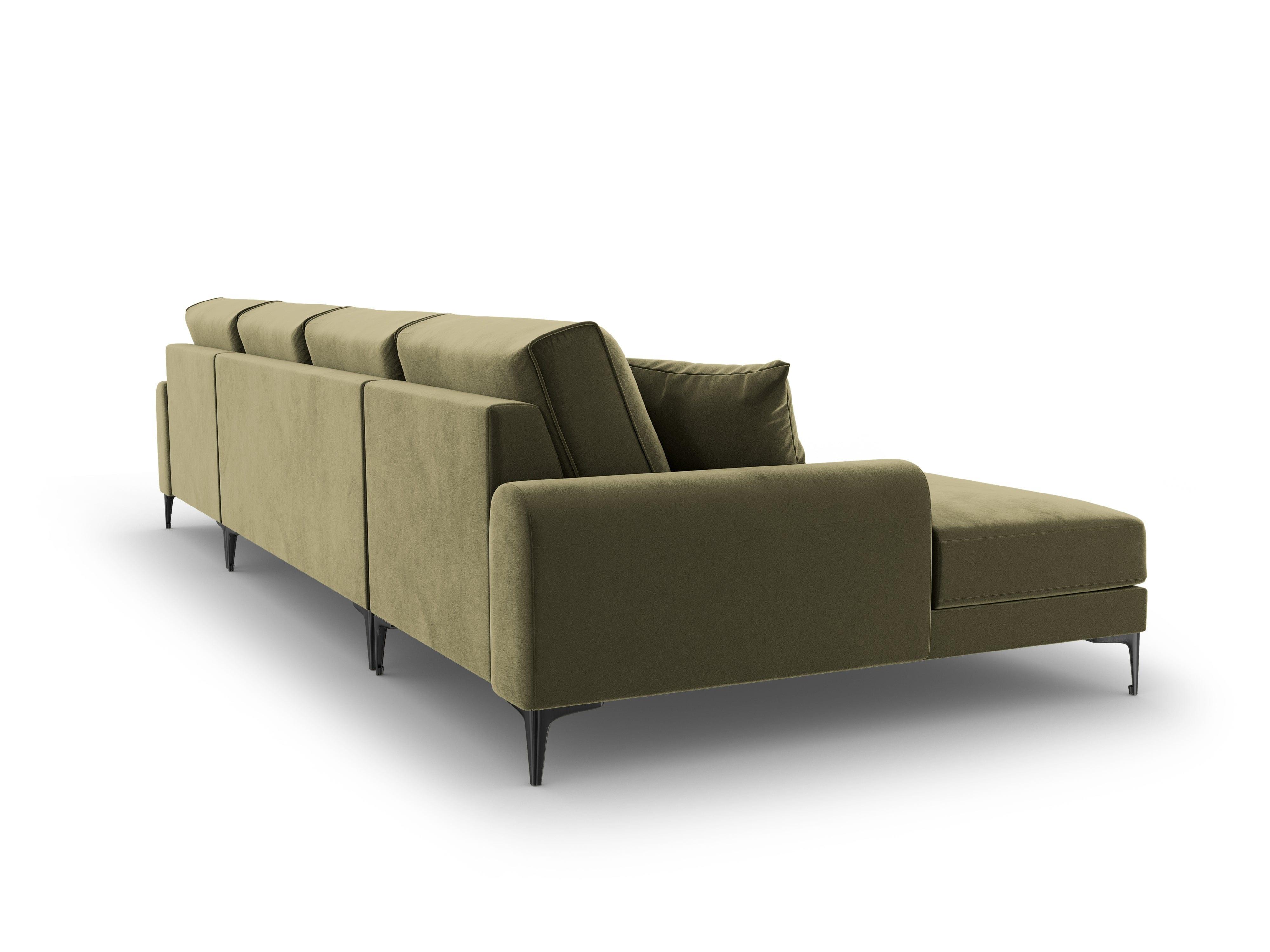 Narożnik aksamitny w kształcie U MADARA zielony z czarną podstawą Mazzini Sofas Eye on Design