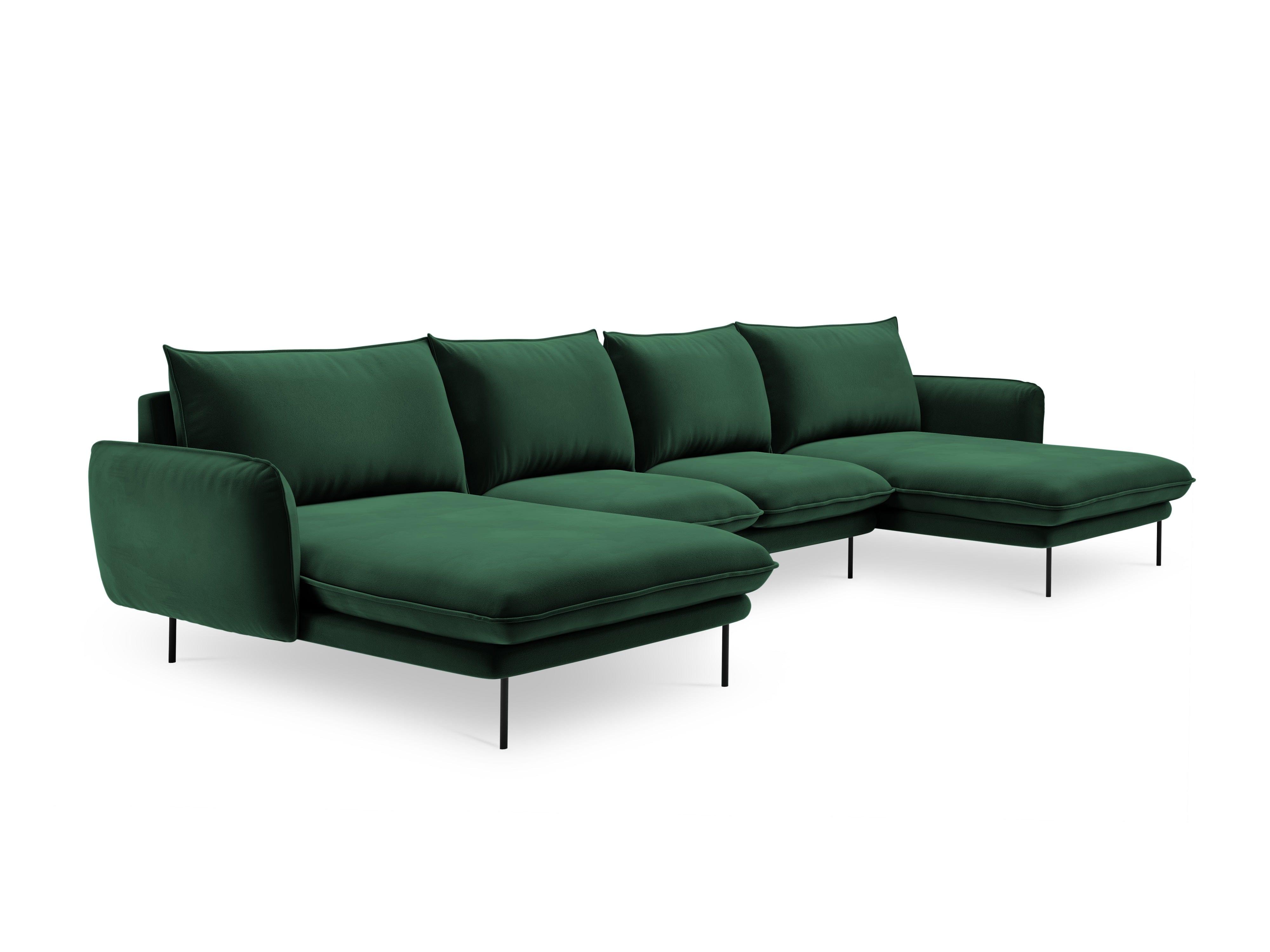 Narożnik aksamitny w kształcie U VIENNA zielony z czarną podstawą Cosmopolitan Design Eye on Design