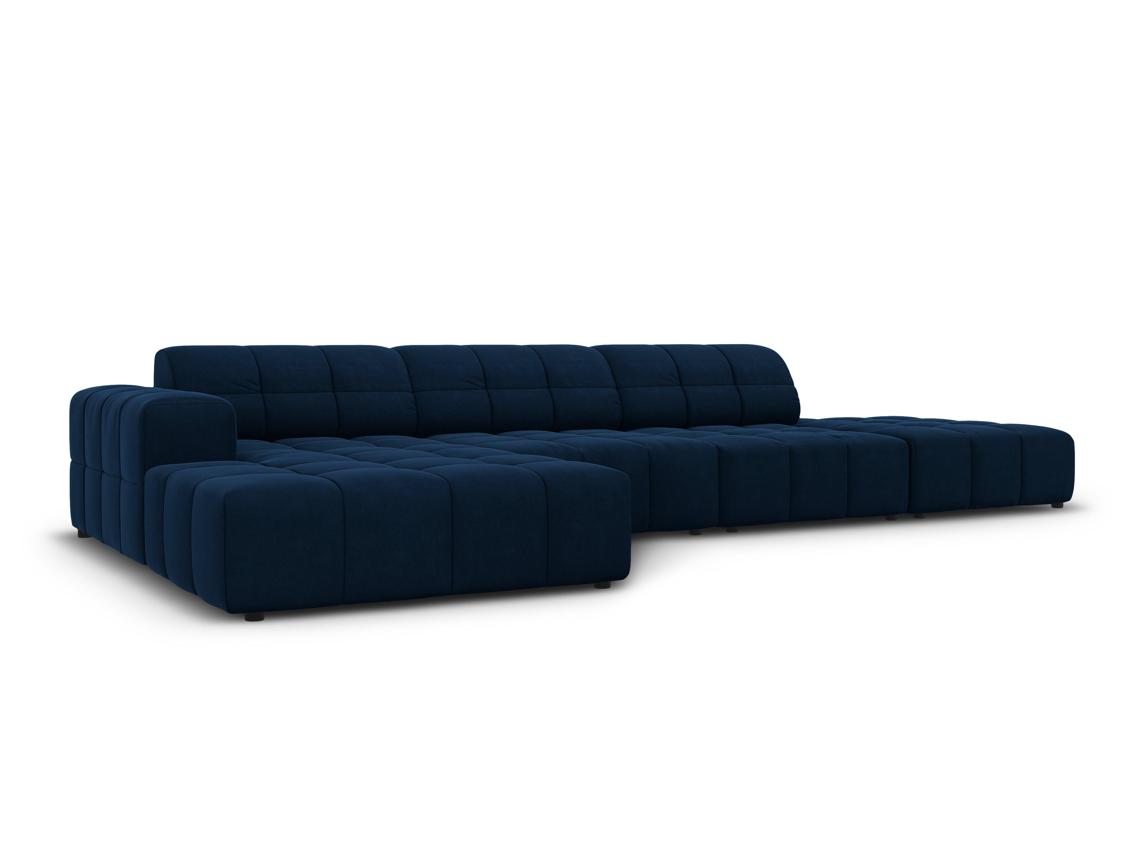 Narożnik lewostronny aksamitny 5-osobowy CHICAGO granat królewski Cosmopolitan Design Eye on Design