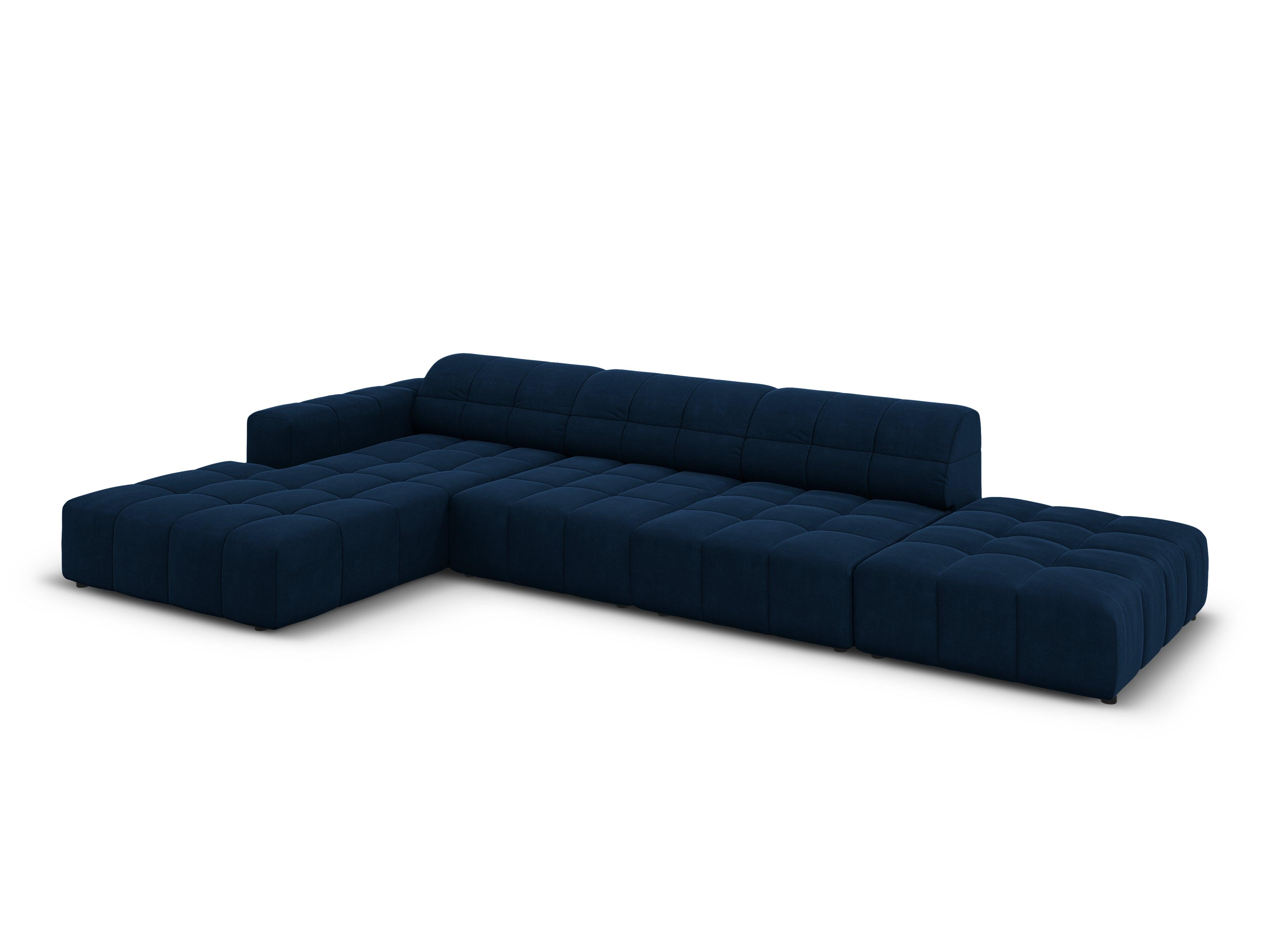 Narożnik lewostronny aksamitny 5-osobowy CHICAGO granat królewski Cosmopolitan Design Eye on Design