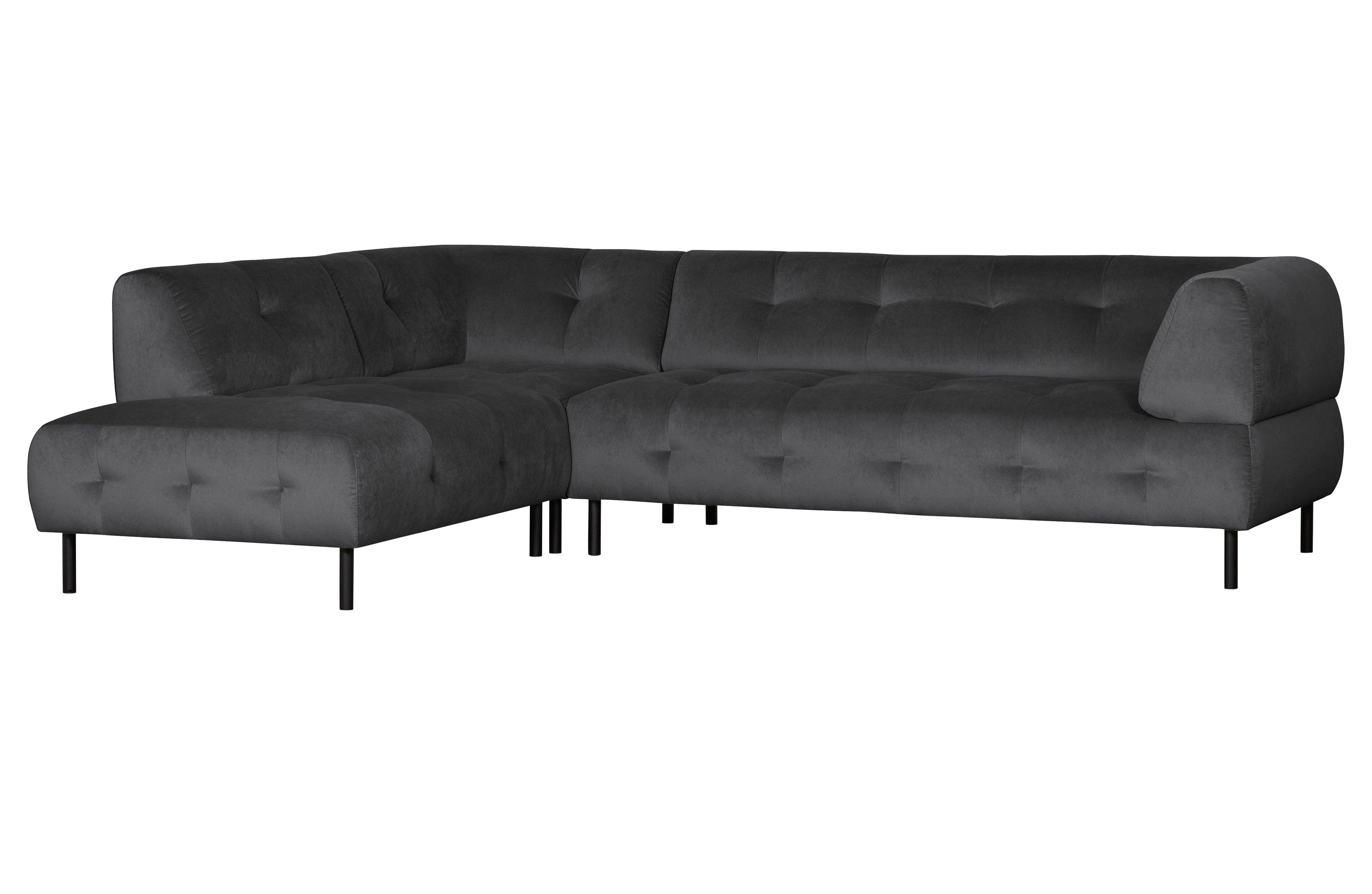 Narożnik lewostronny aksamitny LLOYD ciemnoszary Woood Exclusive Eye on Design