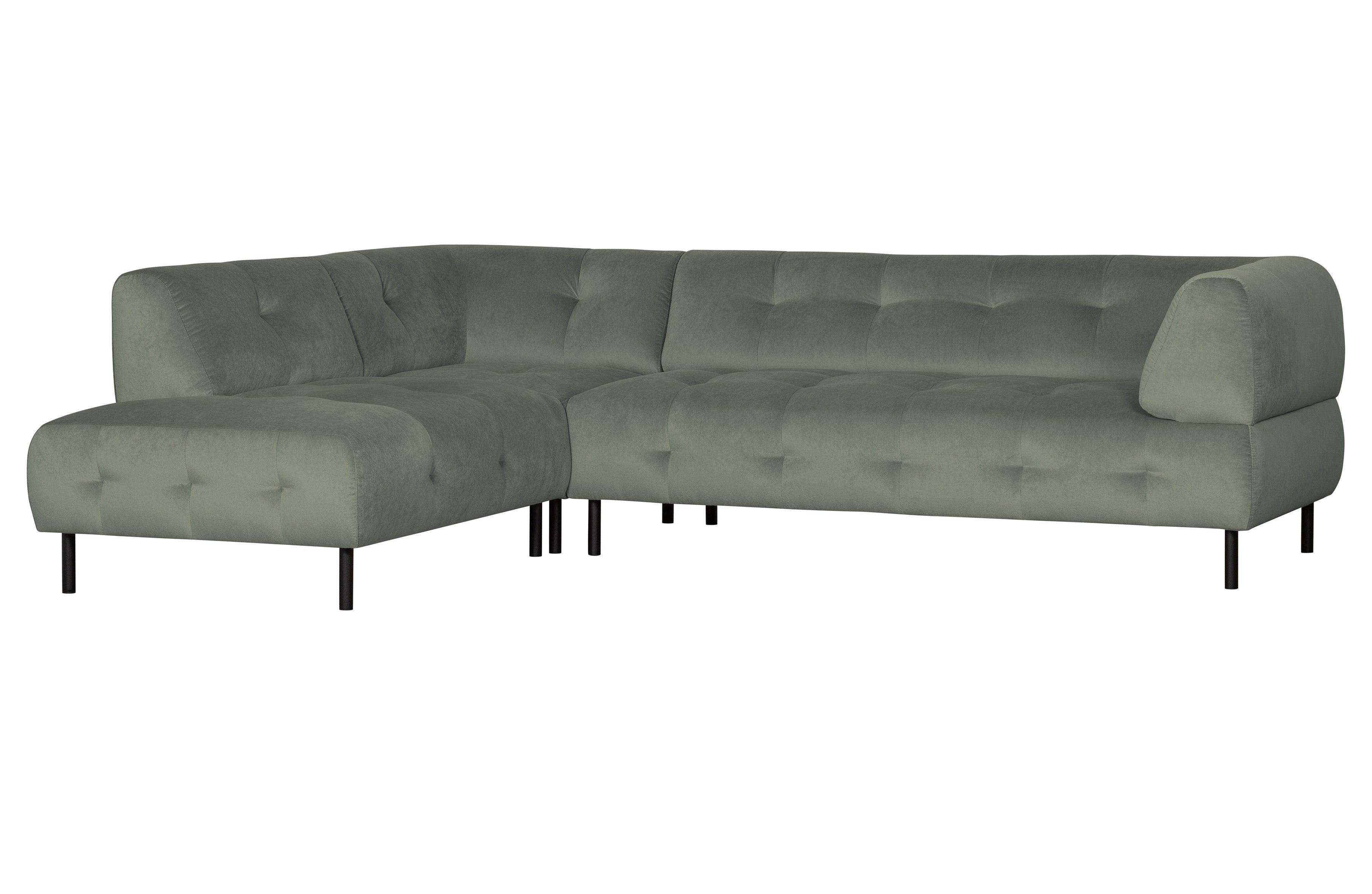 Narożnik lewostronny aksamitny LLOYD jasnozielony Woood Exclusive Eye on Design