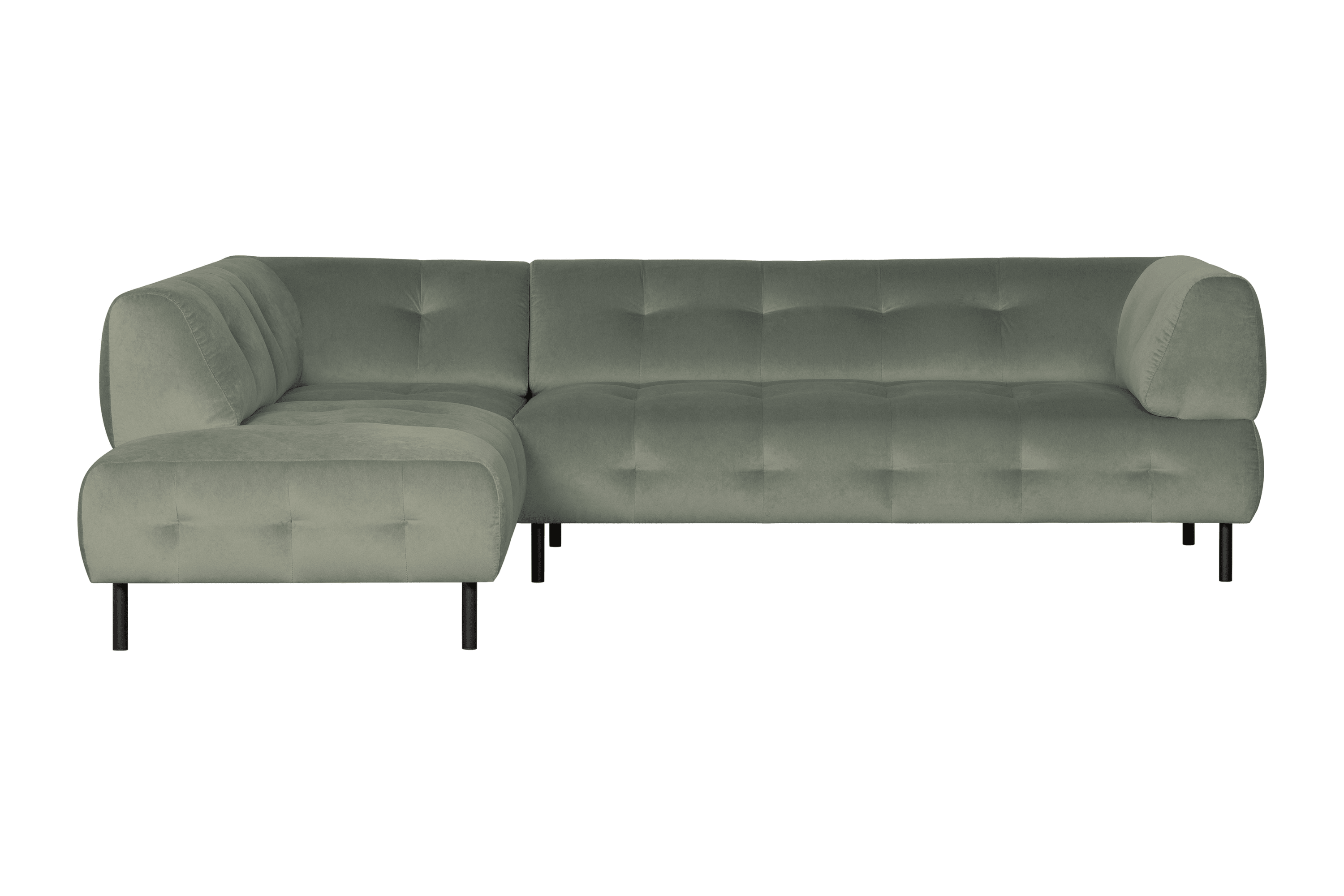 Narożnik lewostronny aksamitny LLOYD jasnozielony Woood Exclusive Eye on Design