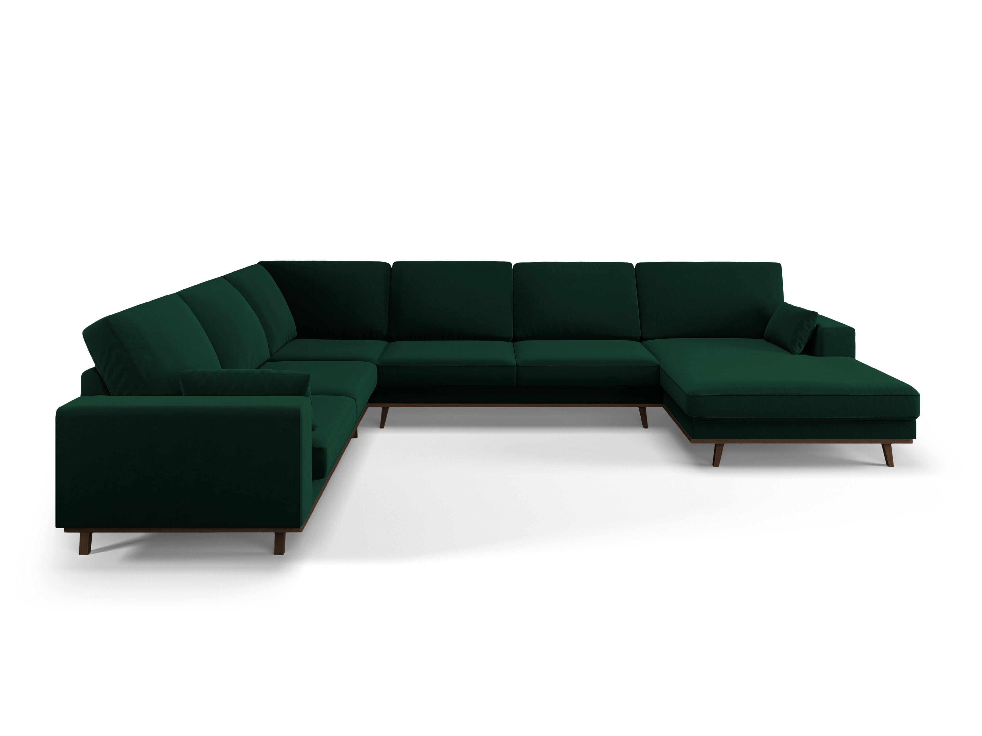 Narożnik lewostronny aksamitny panoramiczny HEBE butelkowa zieleń Mazzini Sofas Eye on Design