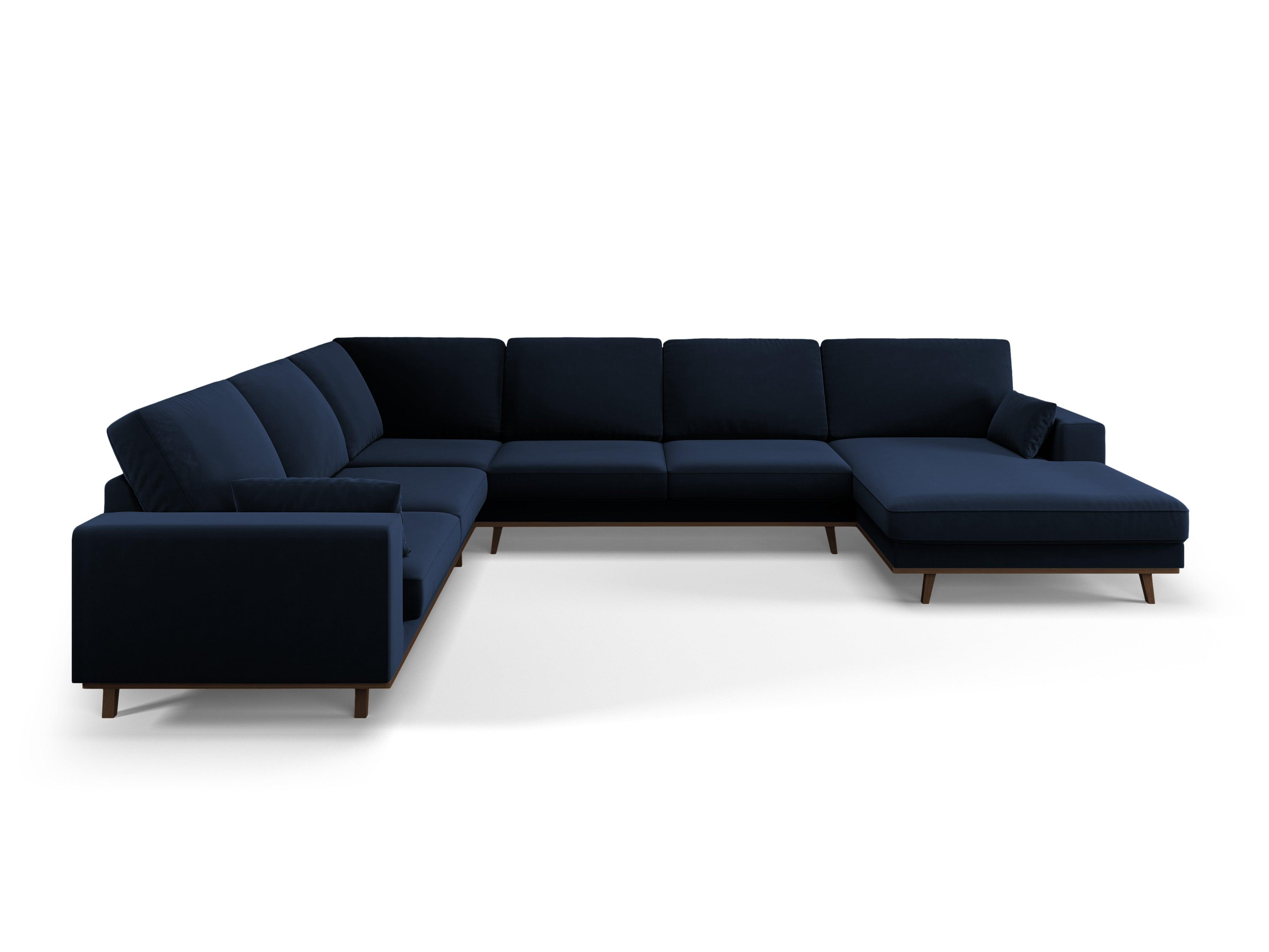 Narożnik lewostronny aksamitny panoramiczny HEBE granat królewski Mazzini Sofas Eye on Design