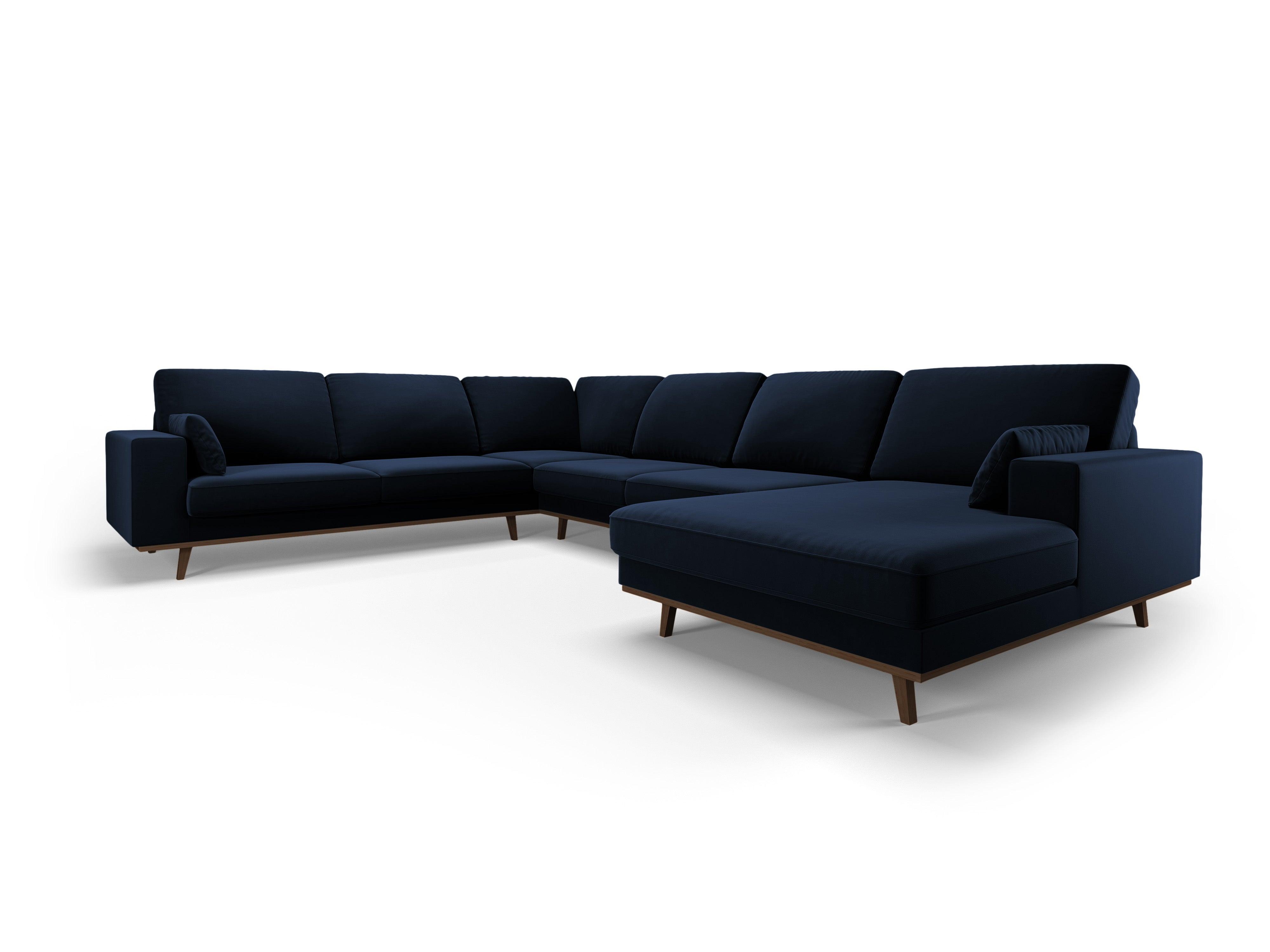 Narożnik lewostronny aksamitny panoramiczny HEBE granat królewski Mazzini Sofas Eye on Design