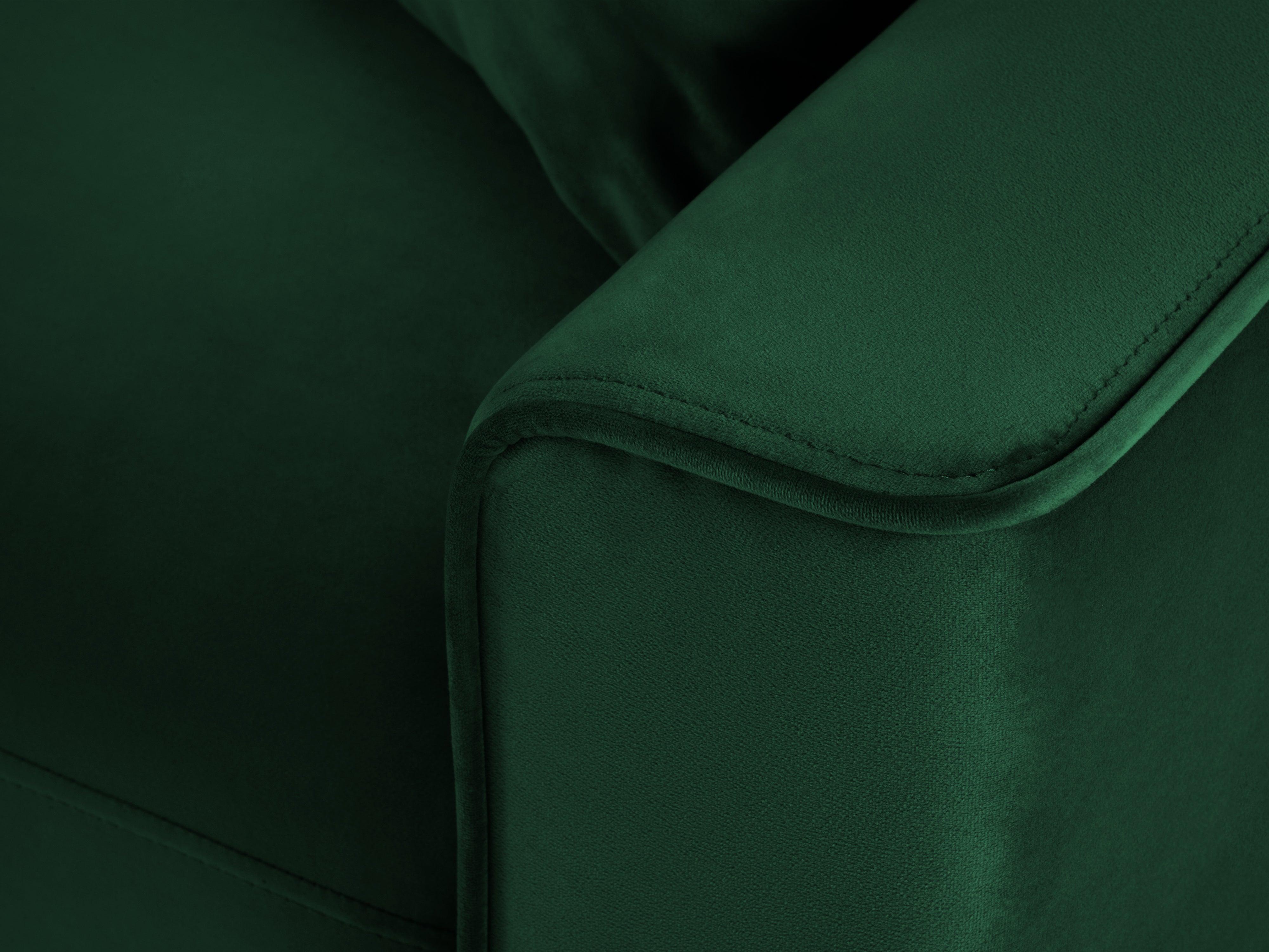 Narożnik lewostronny aksamitny z funkcją spania CARTADERA butelkowa zieleń ze złotą podstawą Mazzini Sofas Eye on Design