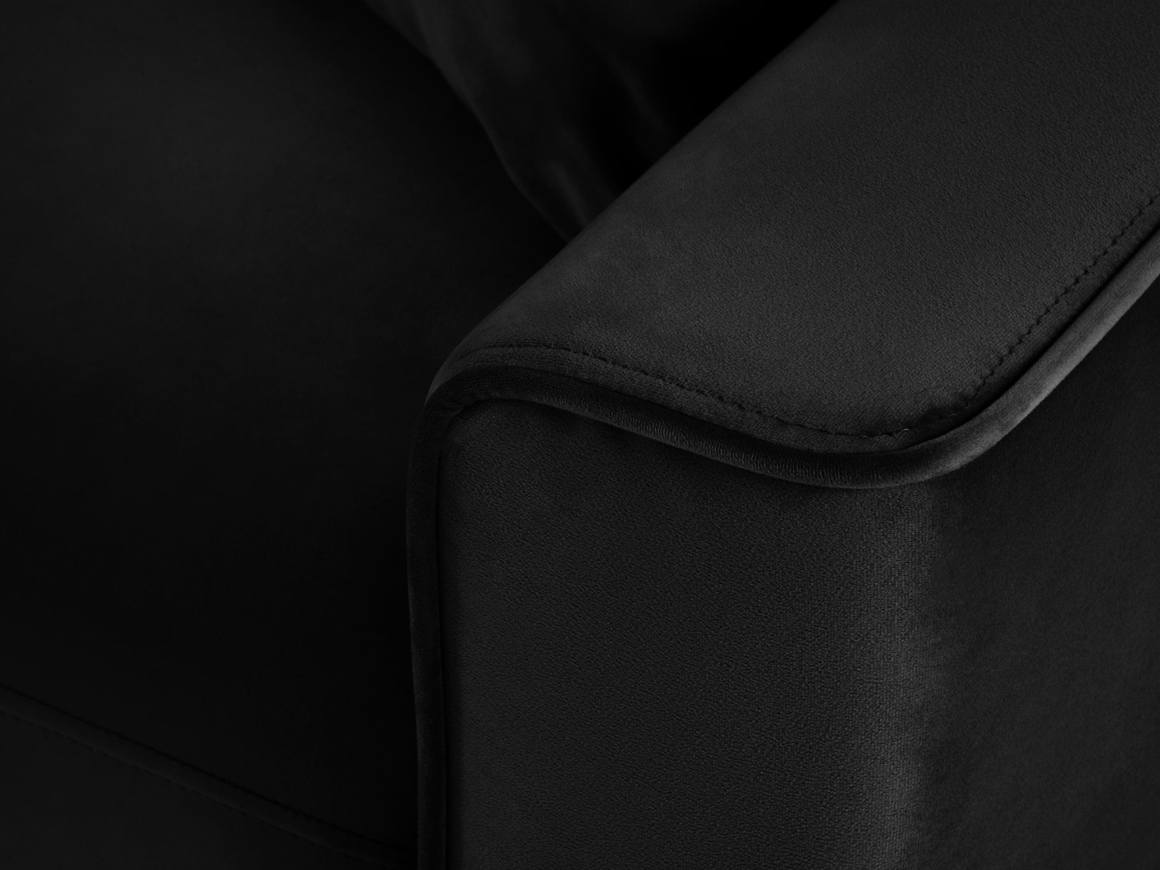 Narożnik lewostronny aksamitny z funkcją spania CARTADERA czarny z czarną podstawą Mazzini Sofas Eye on Design