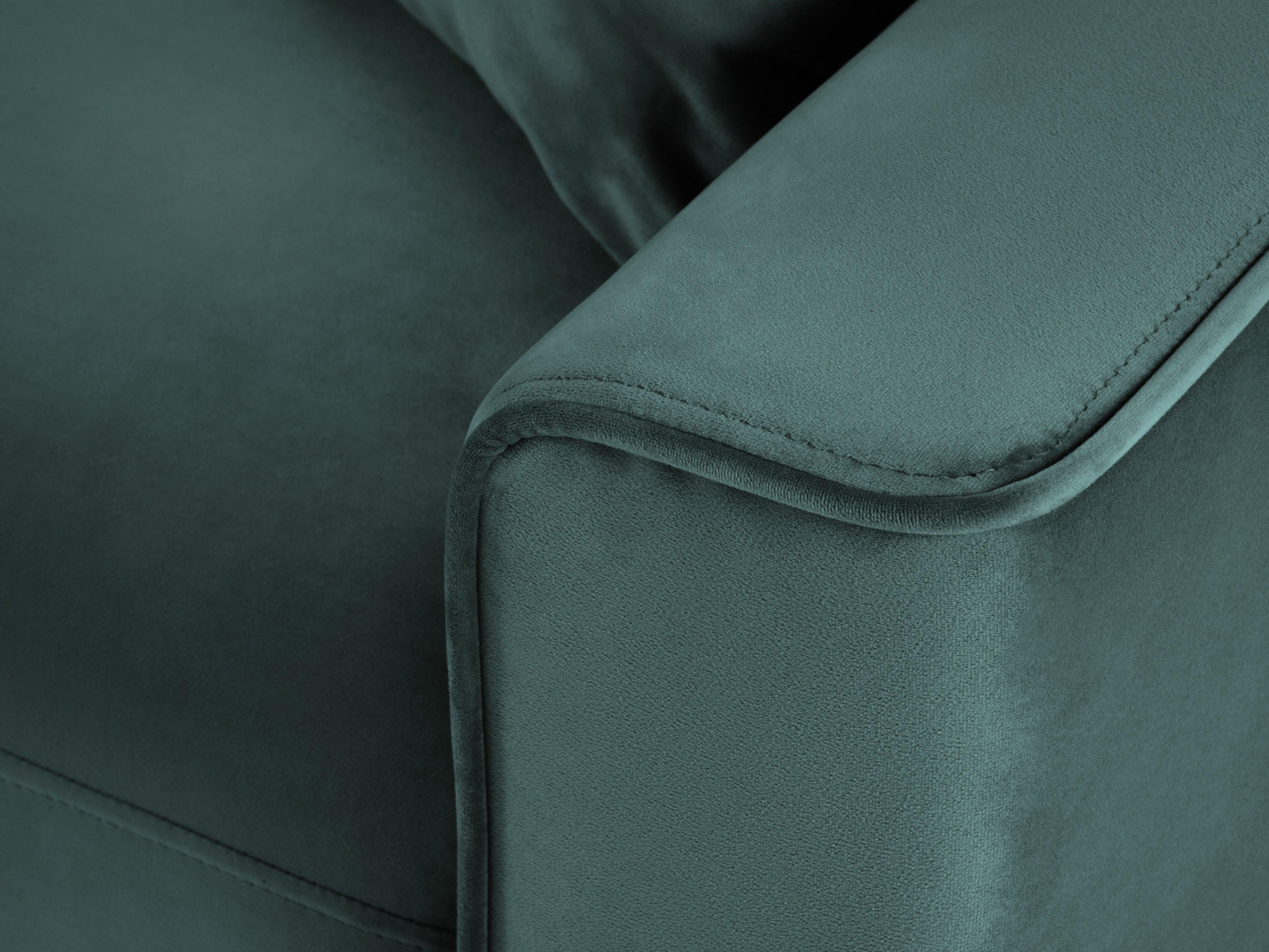 Narożnik lewostronny aksamitny z funkcją spania CARTADERA petrol z czarną podstawą Mazzini Sofas Eye on Design