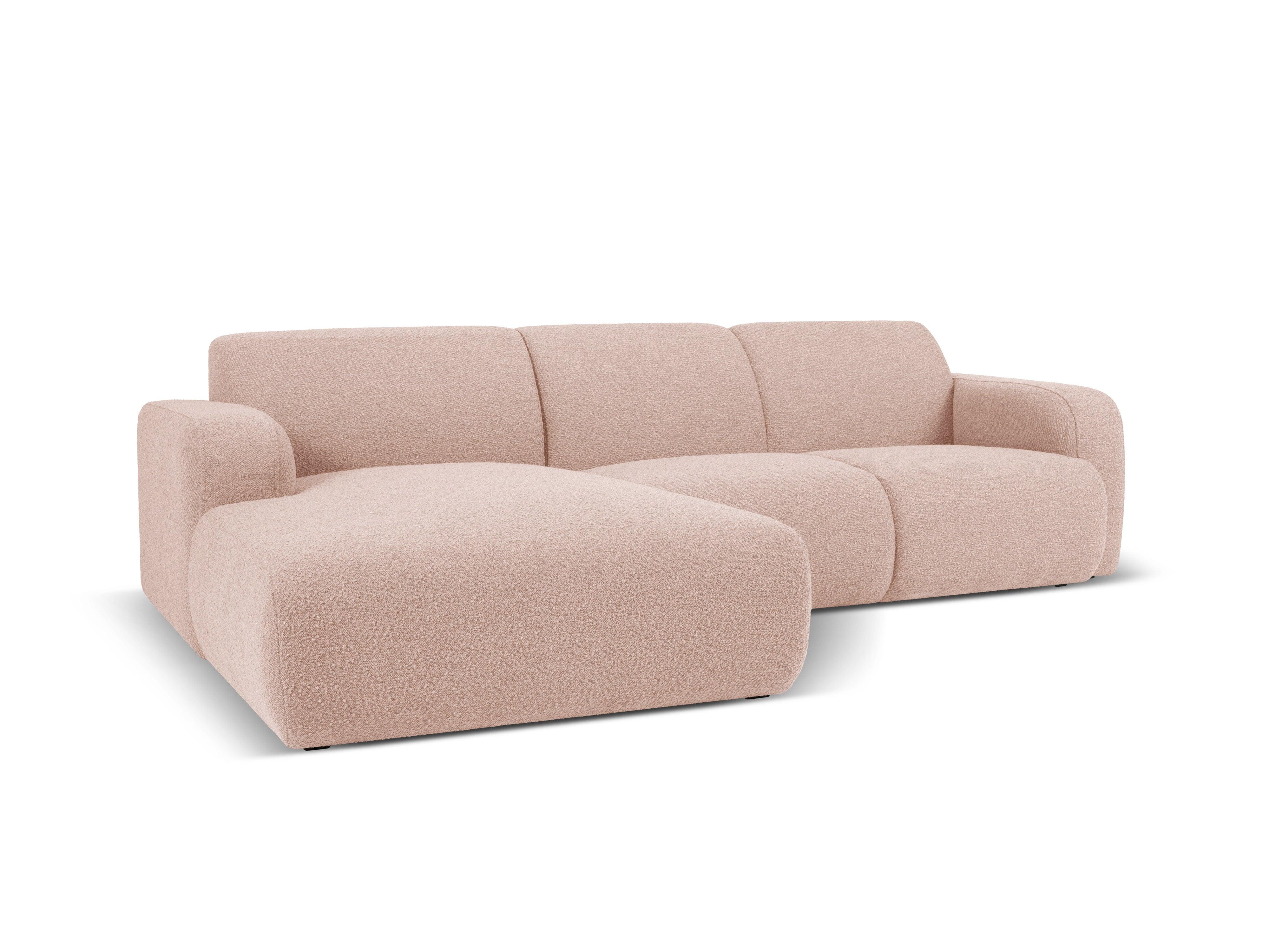 Narożnik lewostronny w tkaninie boucle 4-osobowy LOLA różowy Windsor & Co Eye on Design