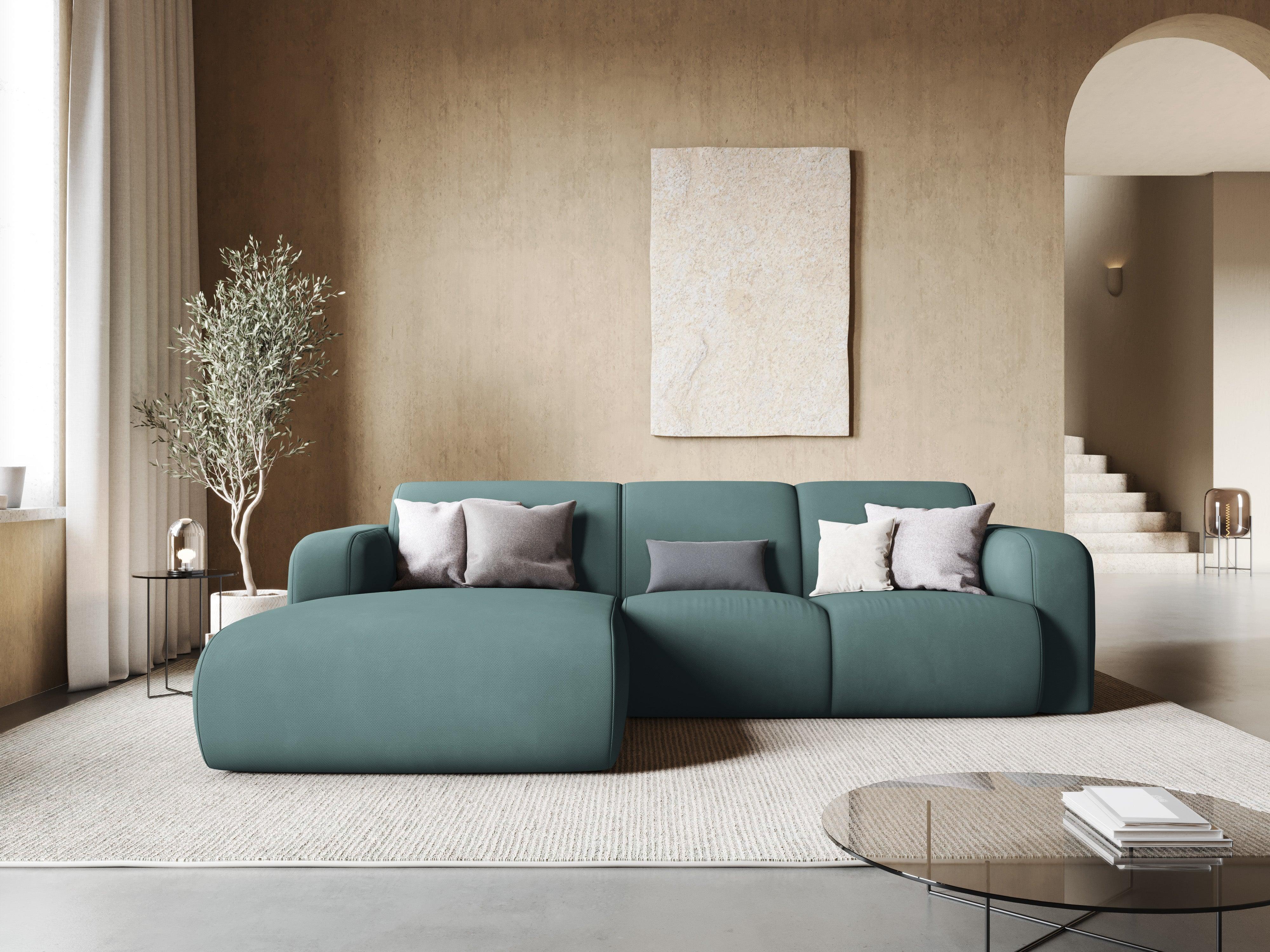 Narożnik lewostronny w tkaninie chenillowej 4-osobowy LOLA morska zieleń Windsor & Co Eye on Design